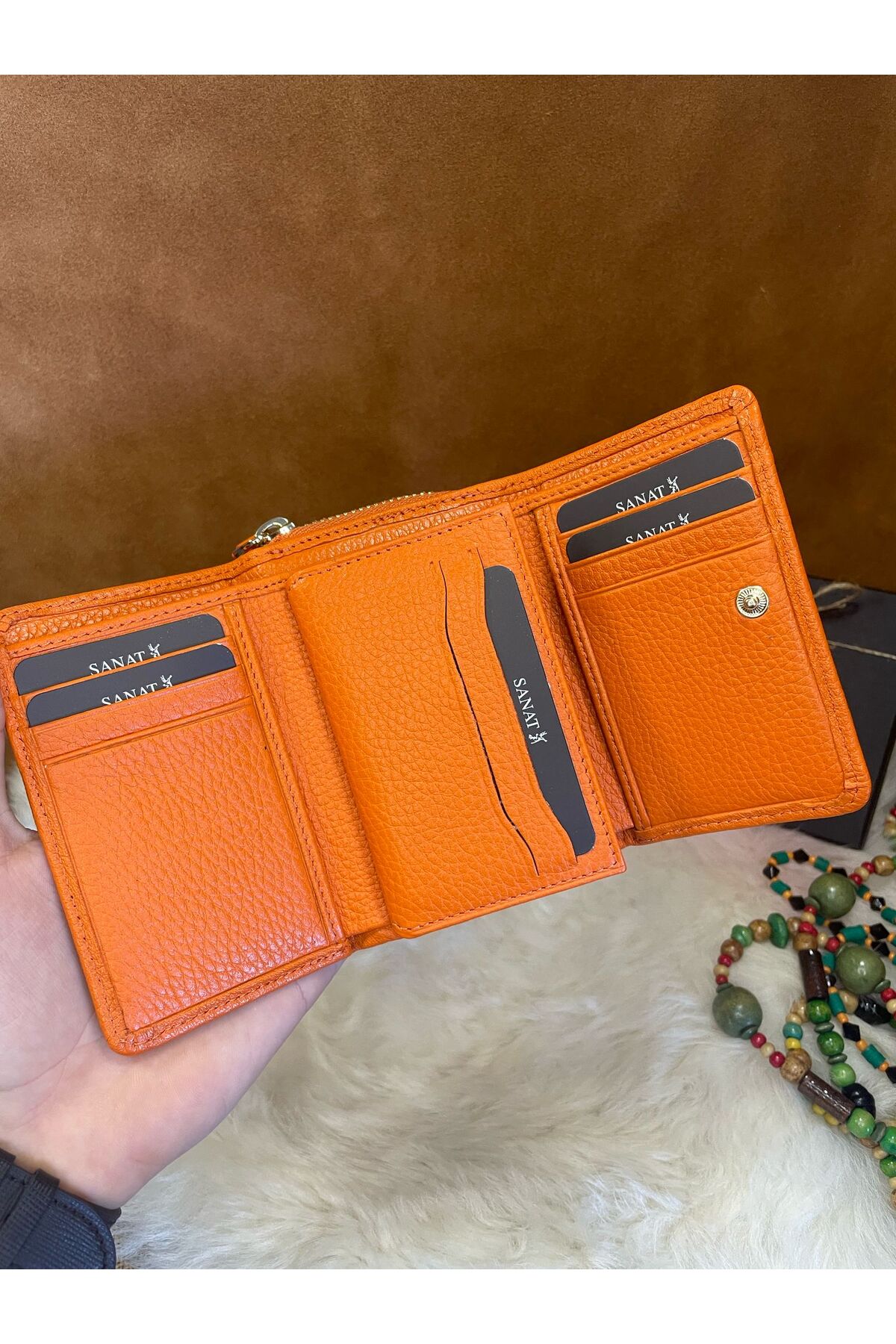 SL-03 Hakiki deri şık küçük kadın cüzdanı 12cm X 8cm