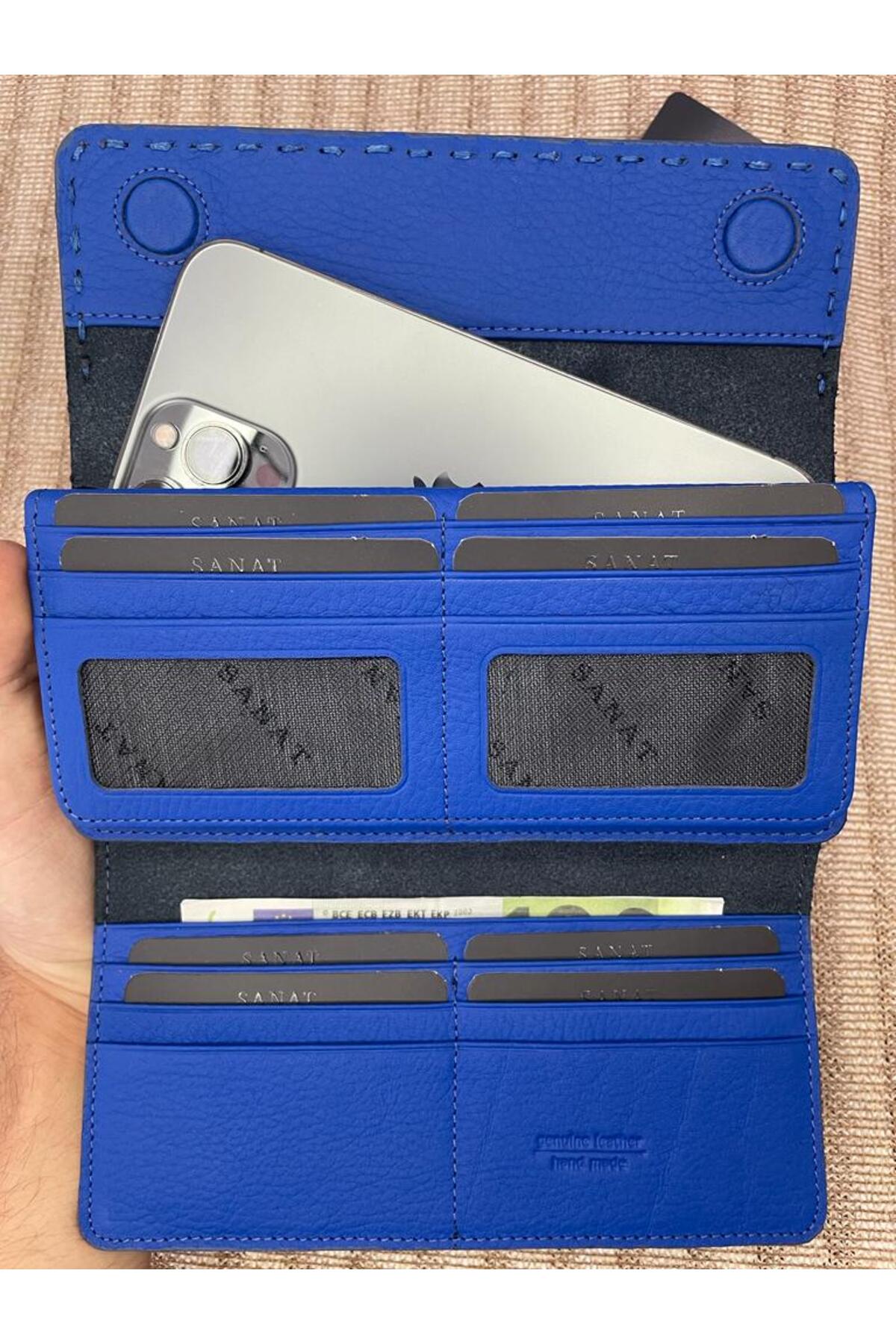 SL-2160 hakiki deri telefon bölmeli YAZ SEZONU örgülü kadın cüzdanı SANAT LEATHER