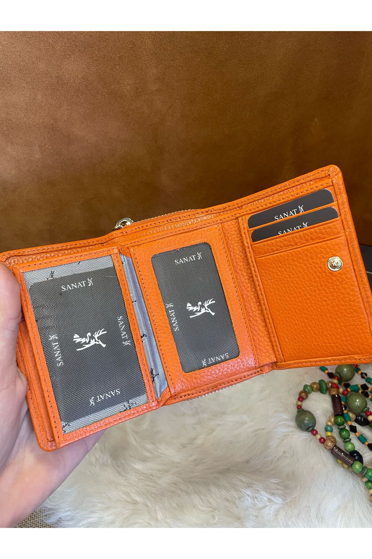 SL-03 Hakiki deri şık küçük kadın cüzdanı 12cm X 8cm