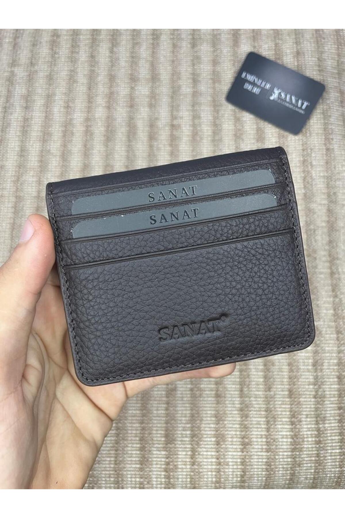SL-06390 hakiki deri çıtçıtlı para koyma bölmeli şık erkek cüzdanı & kartlığı SANAT LEATHER
