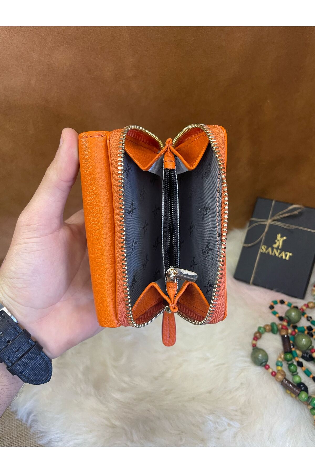 SL-03 Hakiki deri şık küçük kadın cüzdanı 12cm X 8cm