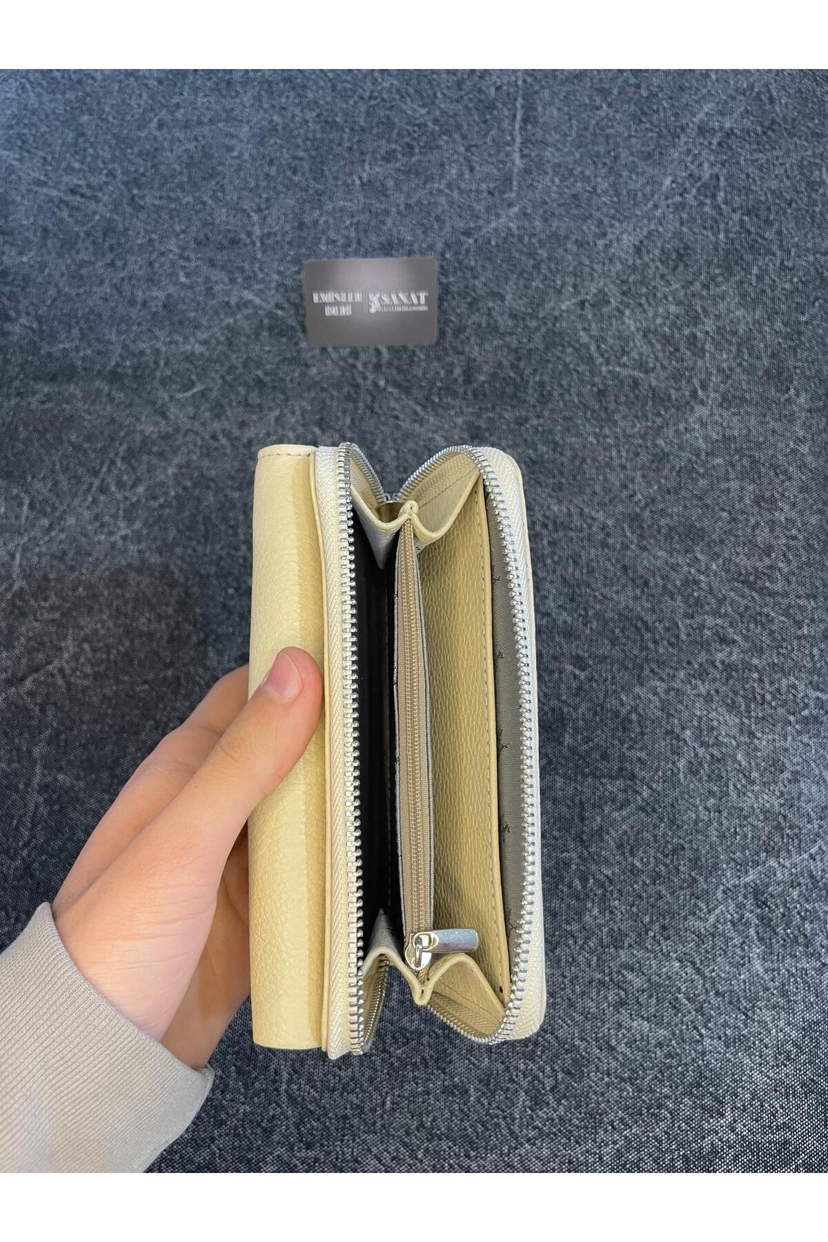 SL-2138 hakiki deri çok kartlıklı ve fermuarlı  cüzdan (16,5 cm/9cm) SANAT