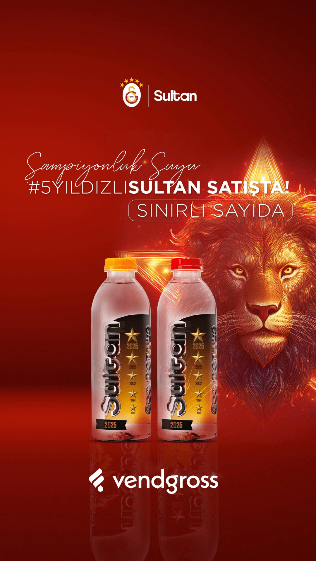 Sultan Su GALATASARAY ŞAMPİYONLUK SUYU 5 YILDIZ TEMALI 400 ML X 12 ADET