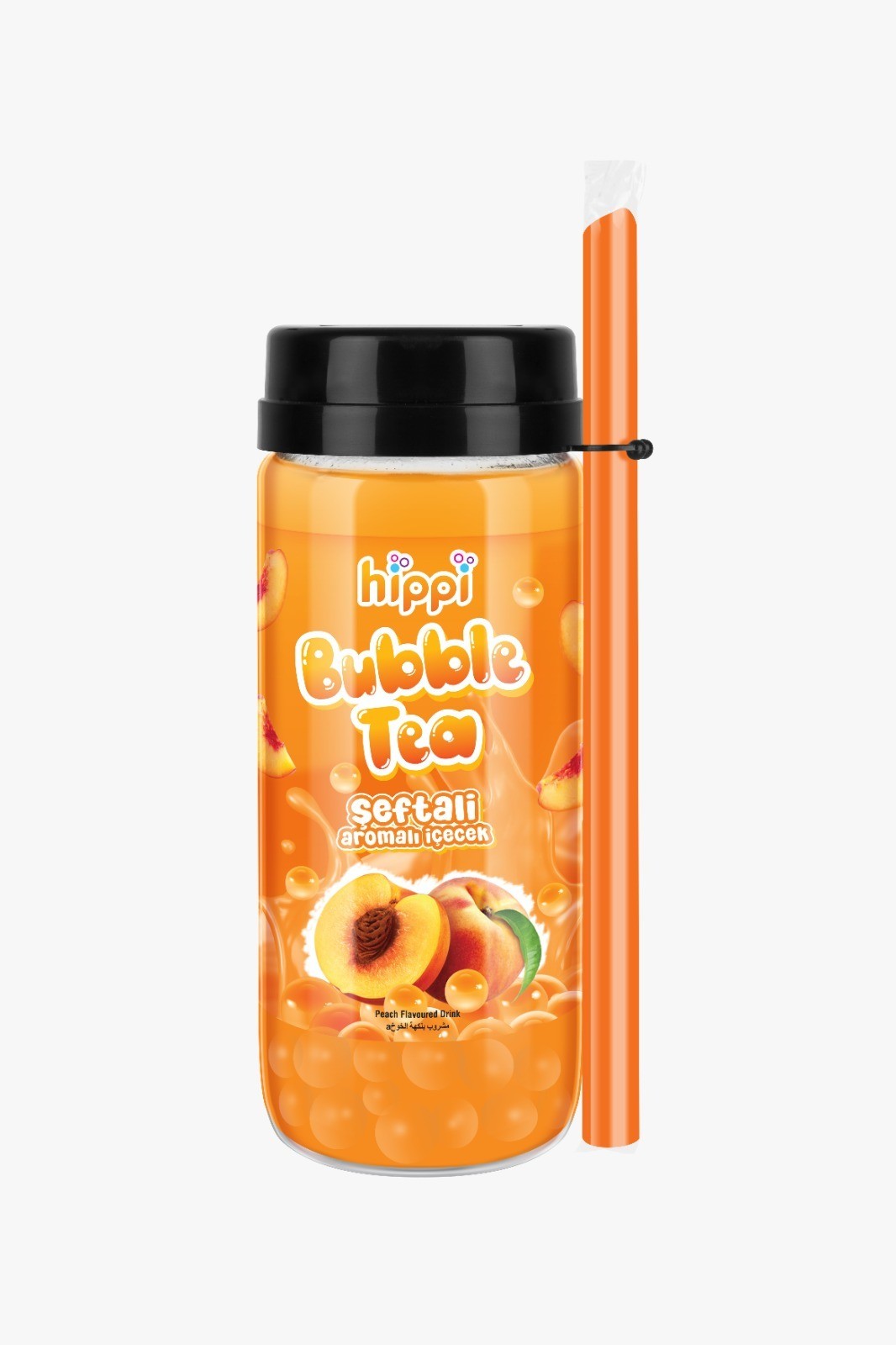 HİPPİ BUBBLE TEA ŞEFTALİ AROMA İÇECEK 350 CC  12'li Paket