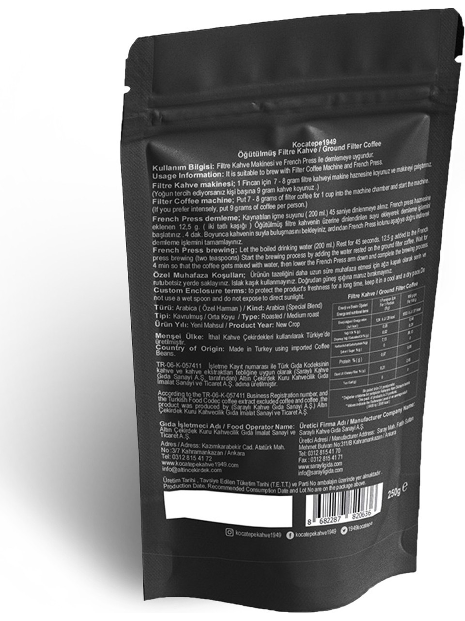 Kocatepe Kahve Filtre Kahve Özel Harman 250 gr x 4'lü
