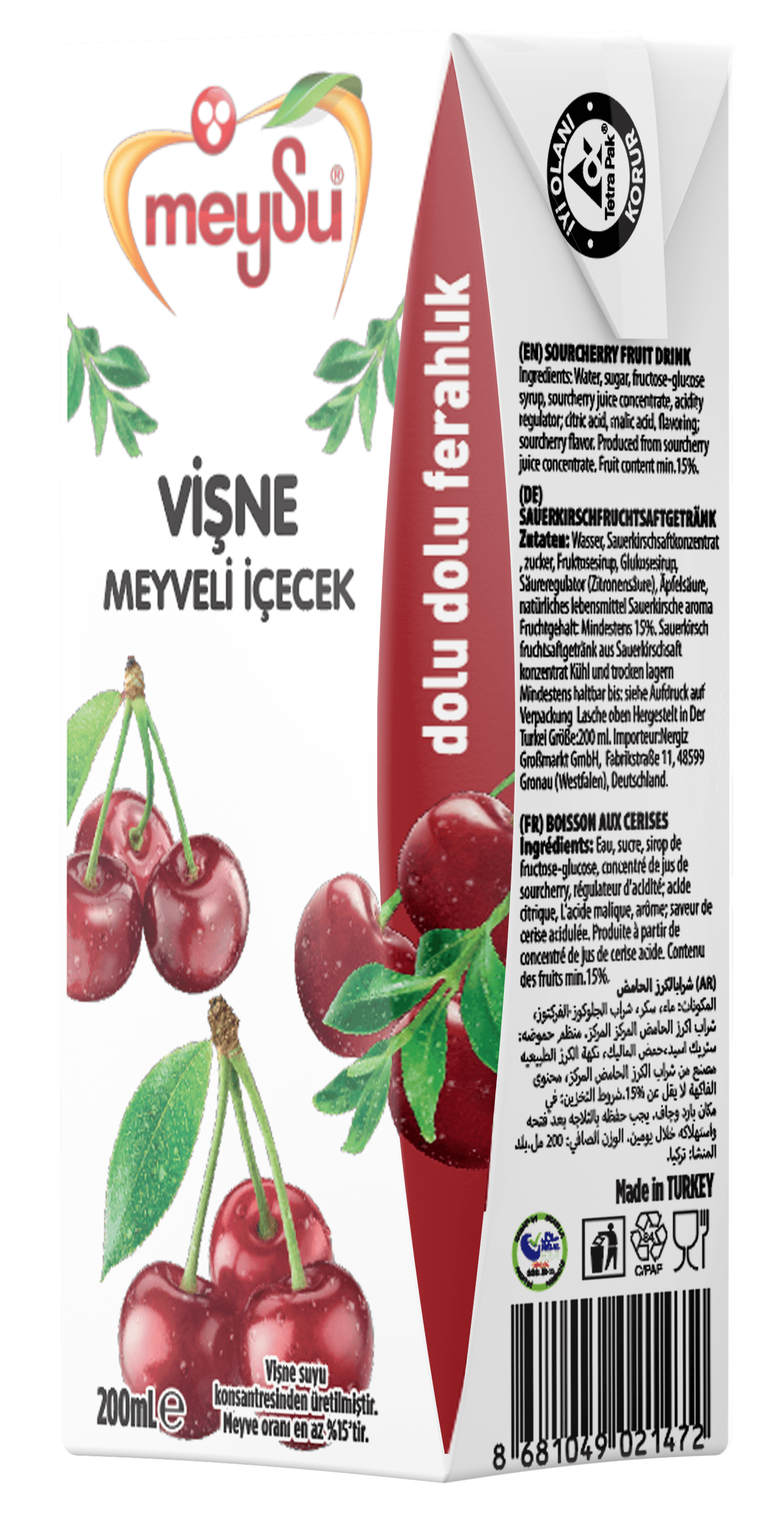 Meysu  Nektar 200 ml Vişneli  Meyve Suyu