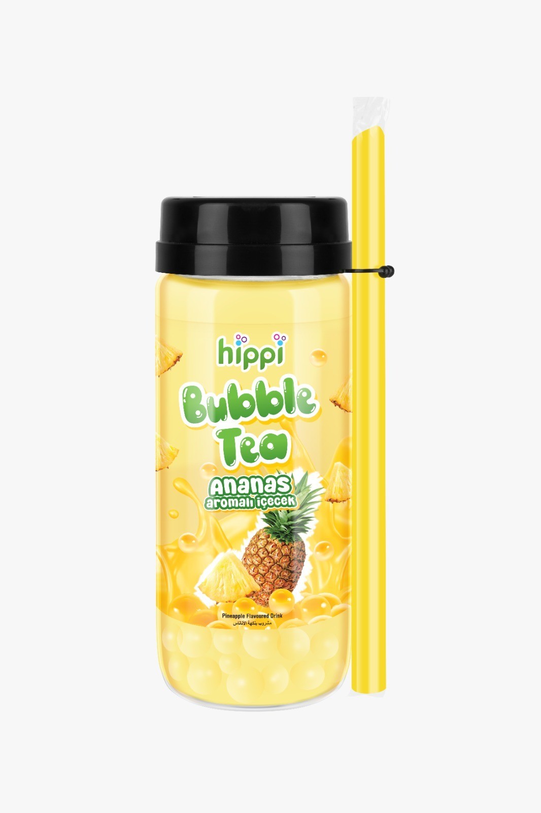 HİPPİ BUBBLE TEA ANANAS AROMALI İÇECEK 350 CC 12'li Paket