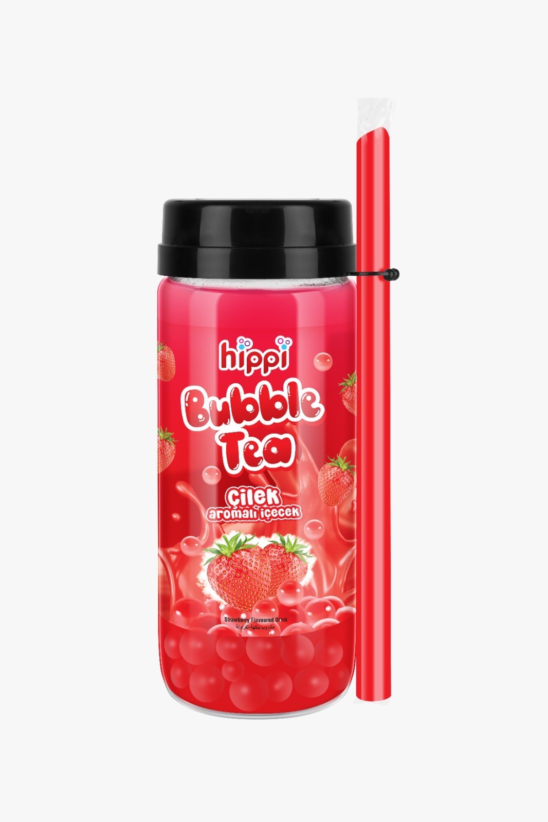 HİPPİ BUBBLE TEA ÇİLEK AROMALI İÇECEK 350 CC 12'li Paket