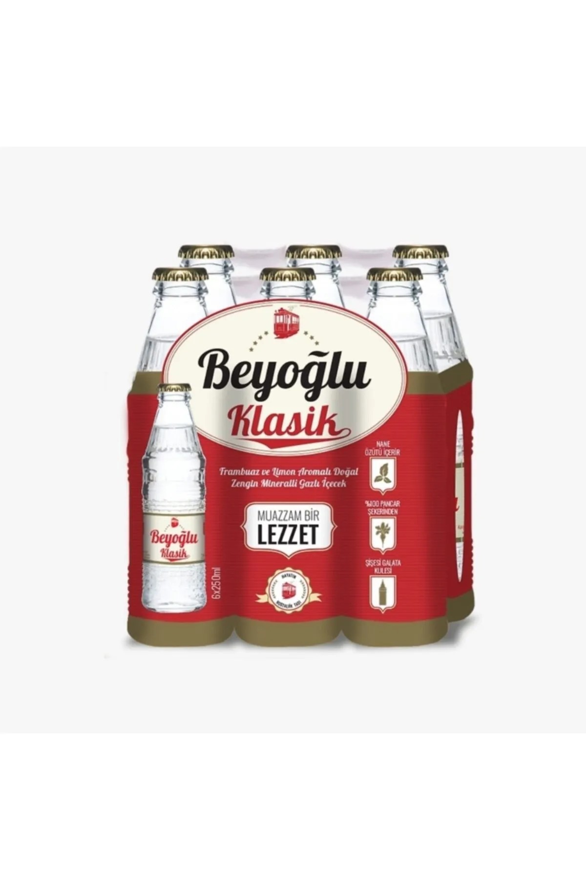 Beyoğlu  Gazoz Frambuaz & Limon 250 ml Cam Şişe 24'lü