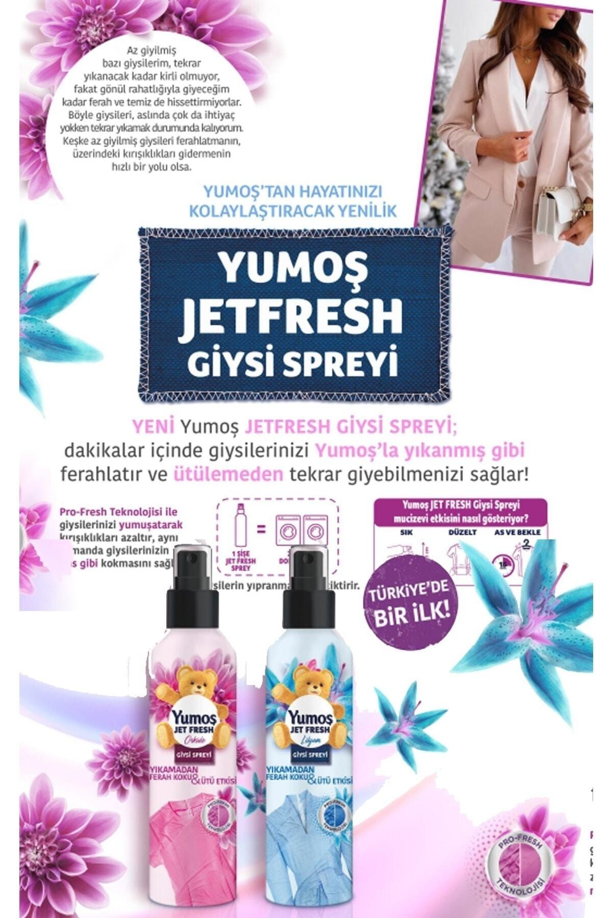 Jet Fresh Giysi Spreyi Lilyum 200 Ml 2 Adet+ Orkide 200 Ml 2 Adet