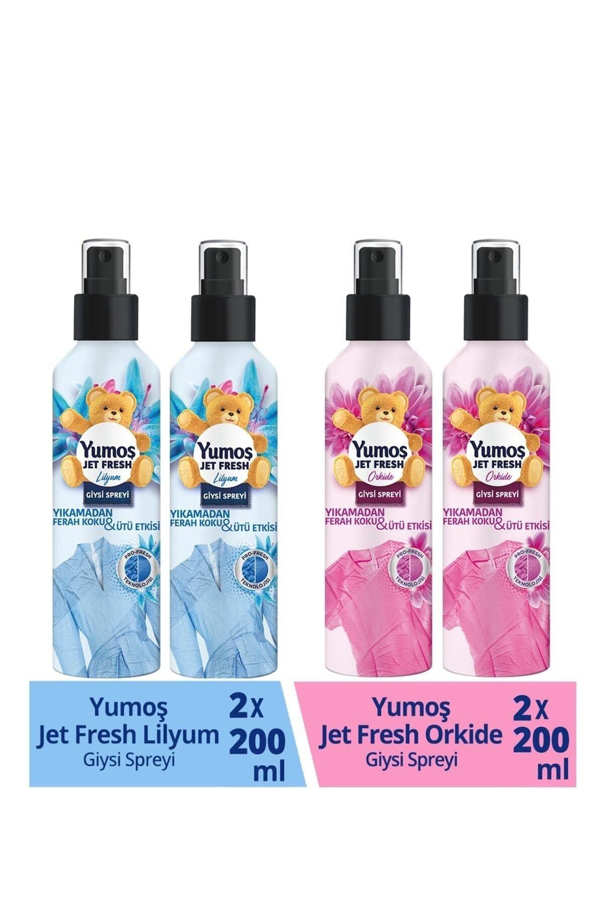 Jet Fresh Giysi Spreyi Lilyum 200 Ml 2 Adet+ Orkide 200 Ml 2 Adet
