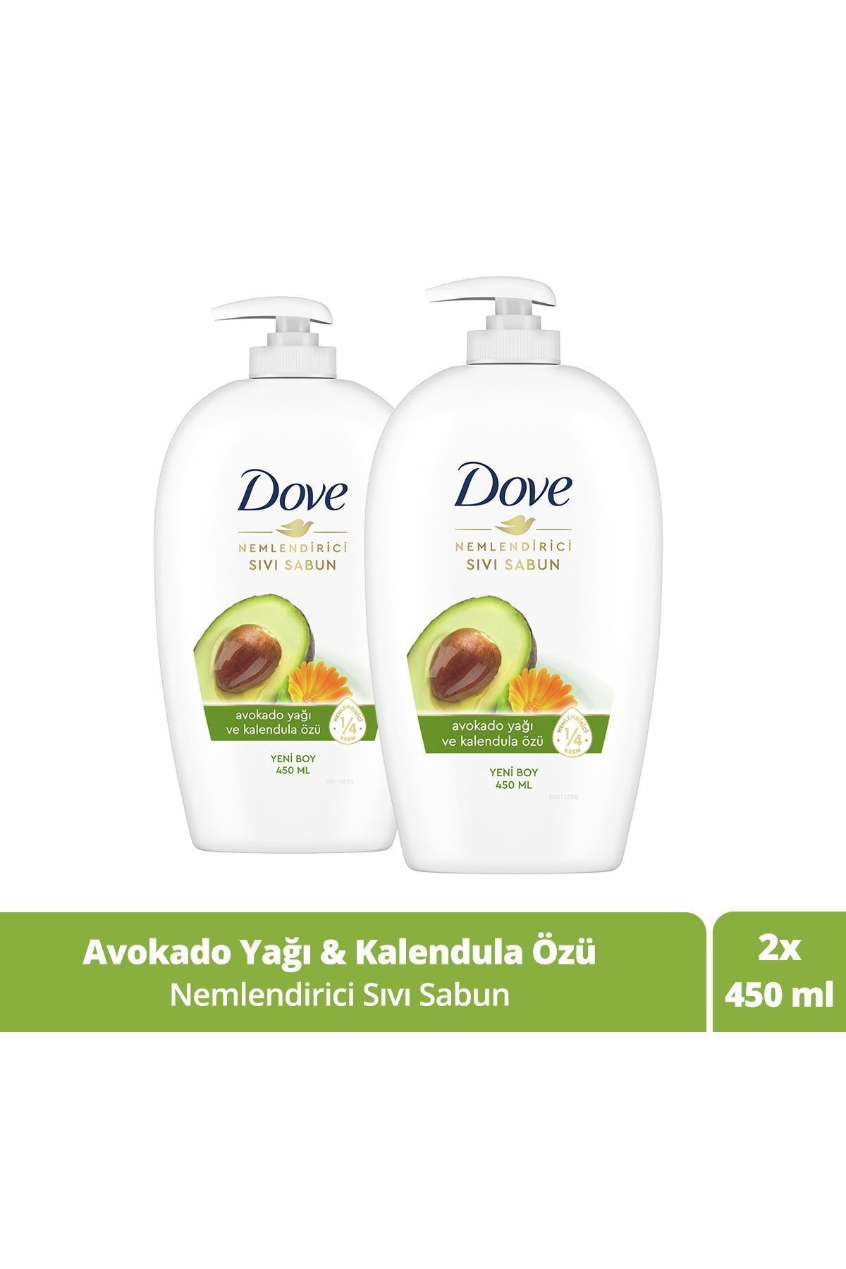 Nemlendirici Sıvı Sabun Avokado Yağı Ve Kalendula Özü 450 ml X2 Adet