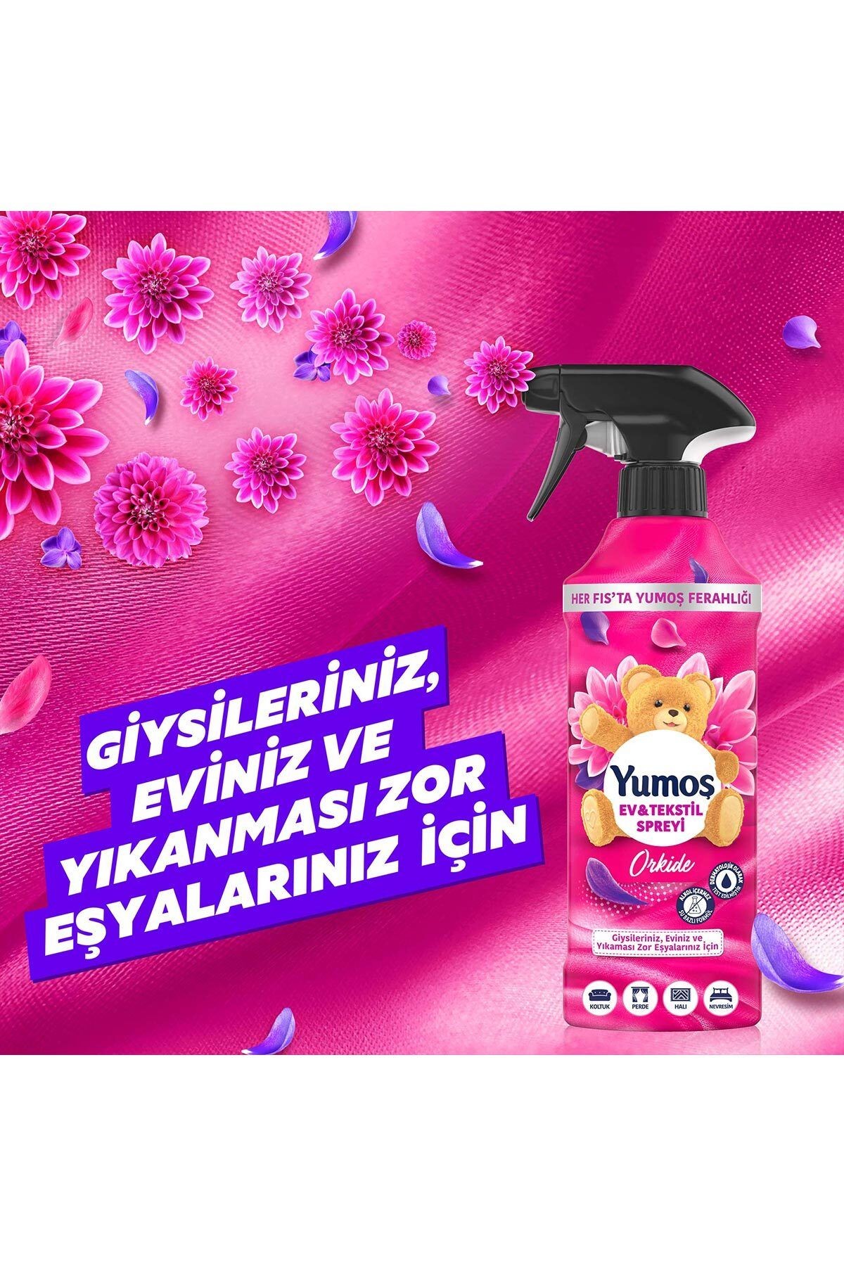 Ev Vetekstil Spreyi Orkide 450 ml X1 Lilyum 450 ml X1 Sakura 450 ml X1