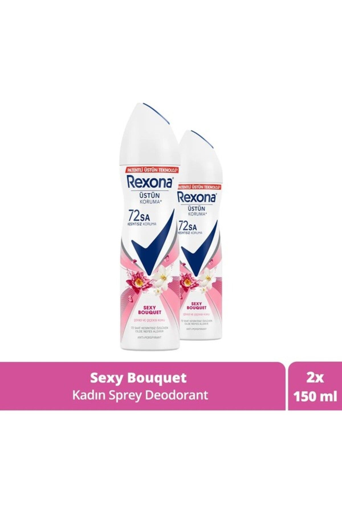 Kadın Sprey Deodorant Sexy Bouquet 72 Saat Kesintisiz Üstün Koruma 150 ml X2