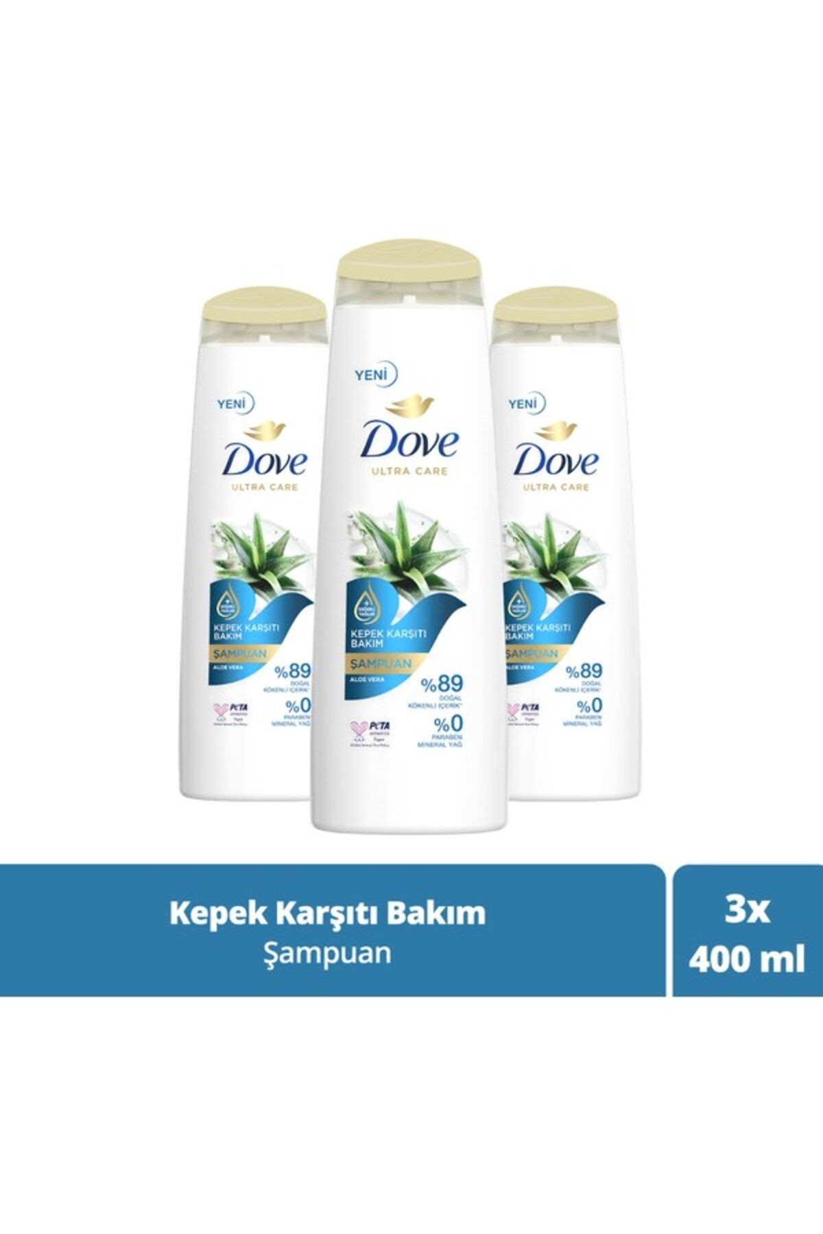 Ultra Care Saç Bakım Şampuanı Kepek Karşıtı Bakım Aloe Vera 400 ml x3