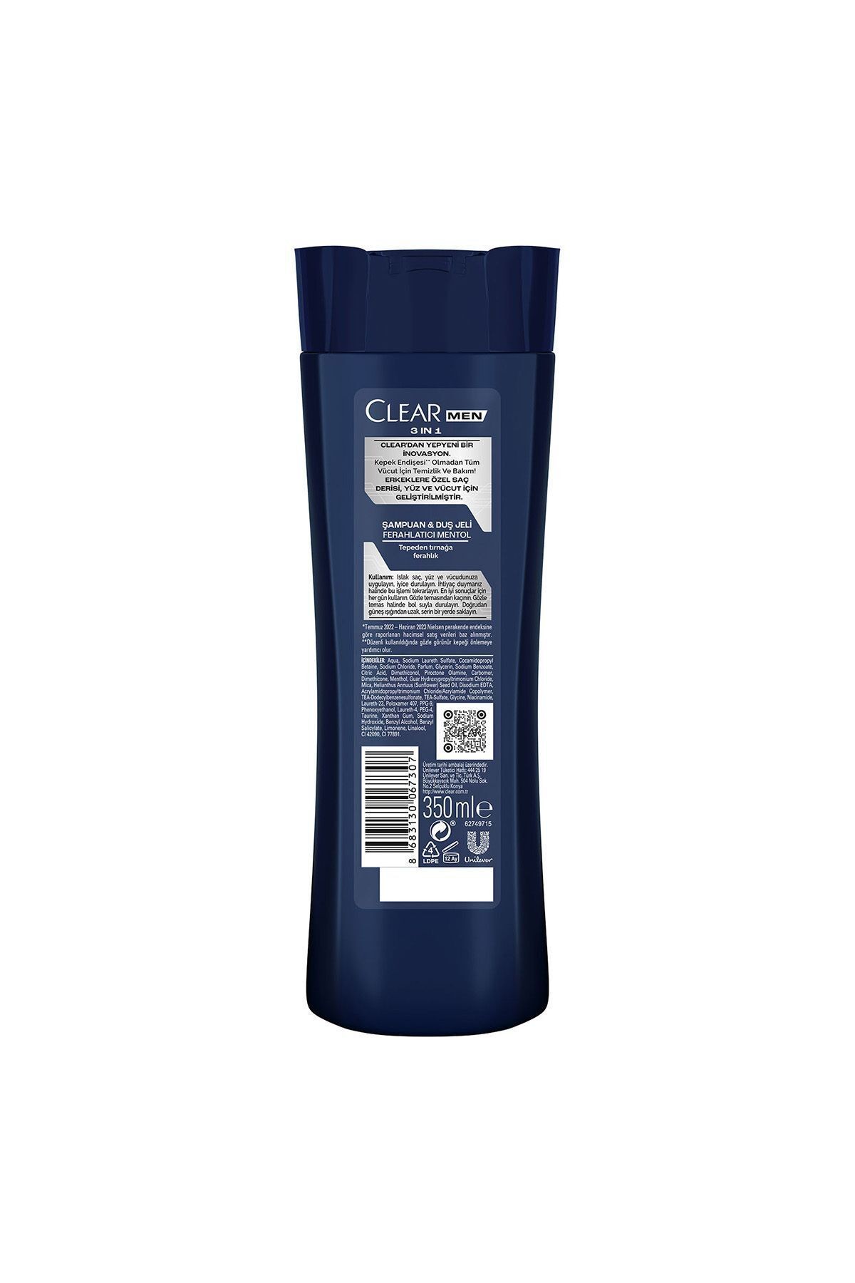 350 ml Men Şampuan 3in1 Mentol