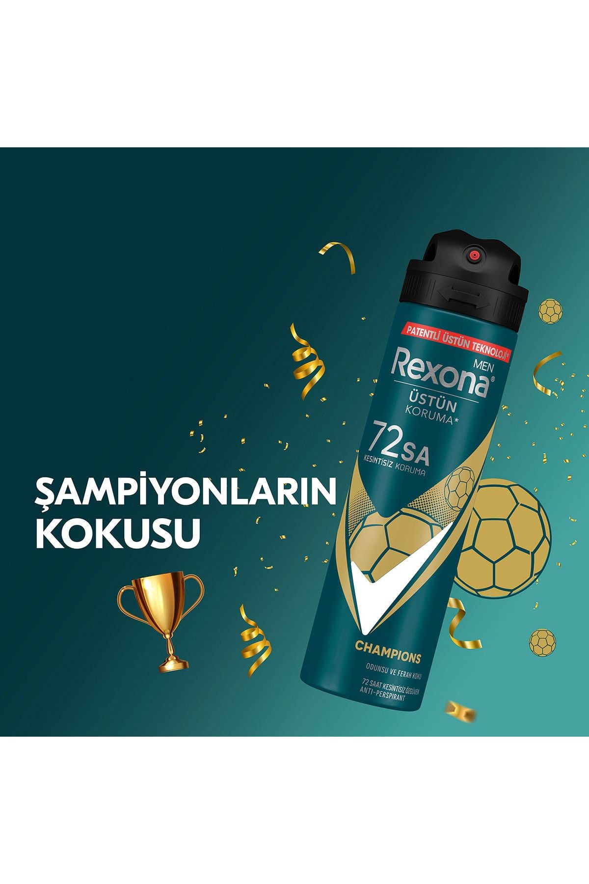 Men Erkek Sprey Deodorant Champions 72 Saat Kesintisiz Üstün Koruma 150 ml X3