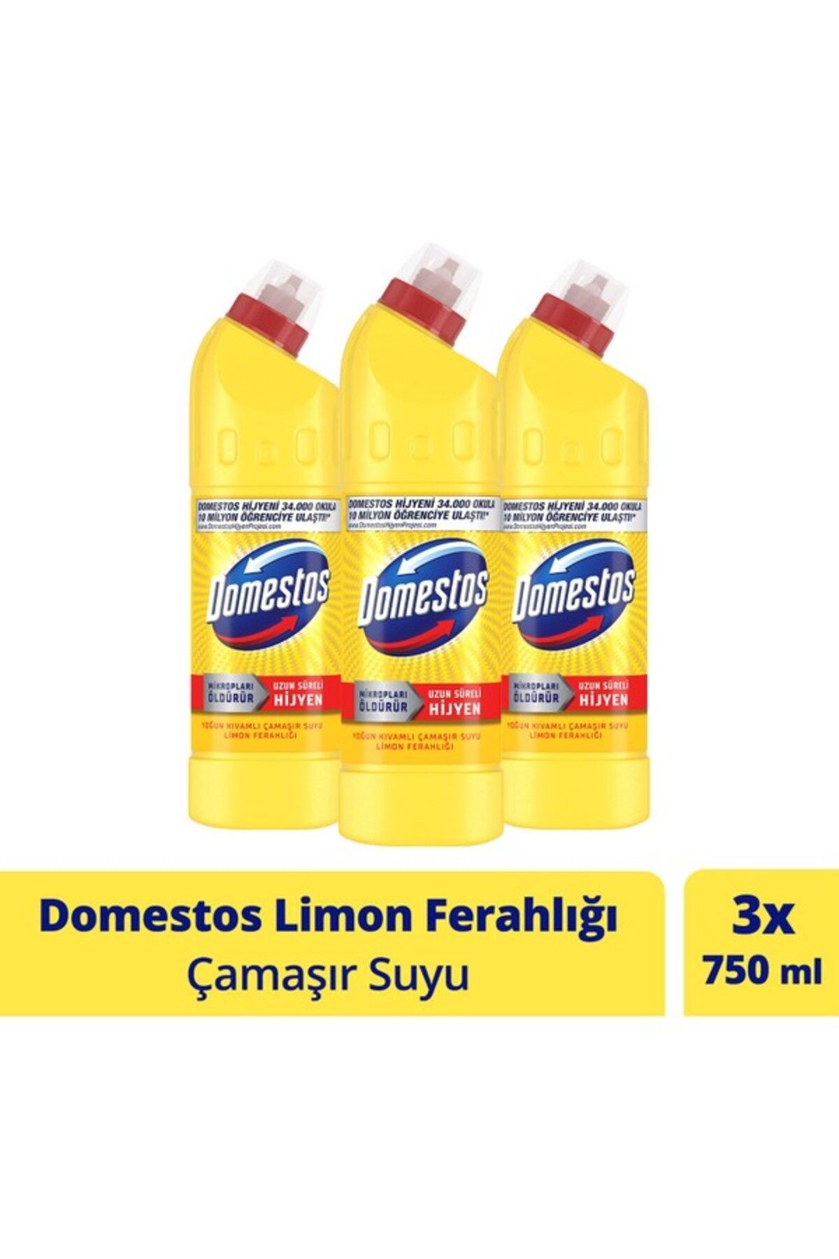 Yoğun Kıvamlı Çamaşır Suyu Limon Ferahlığı 750 ml X3