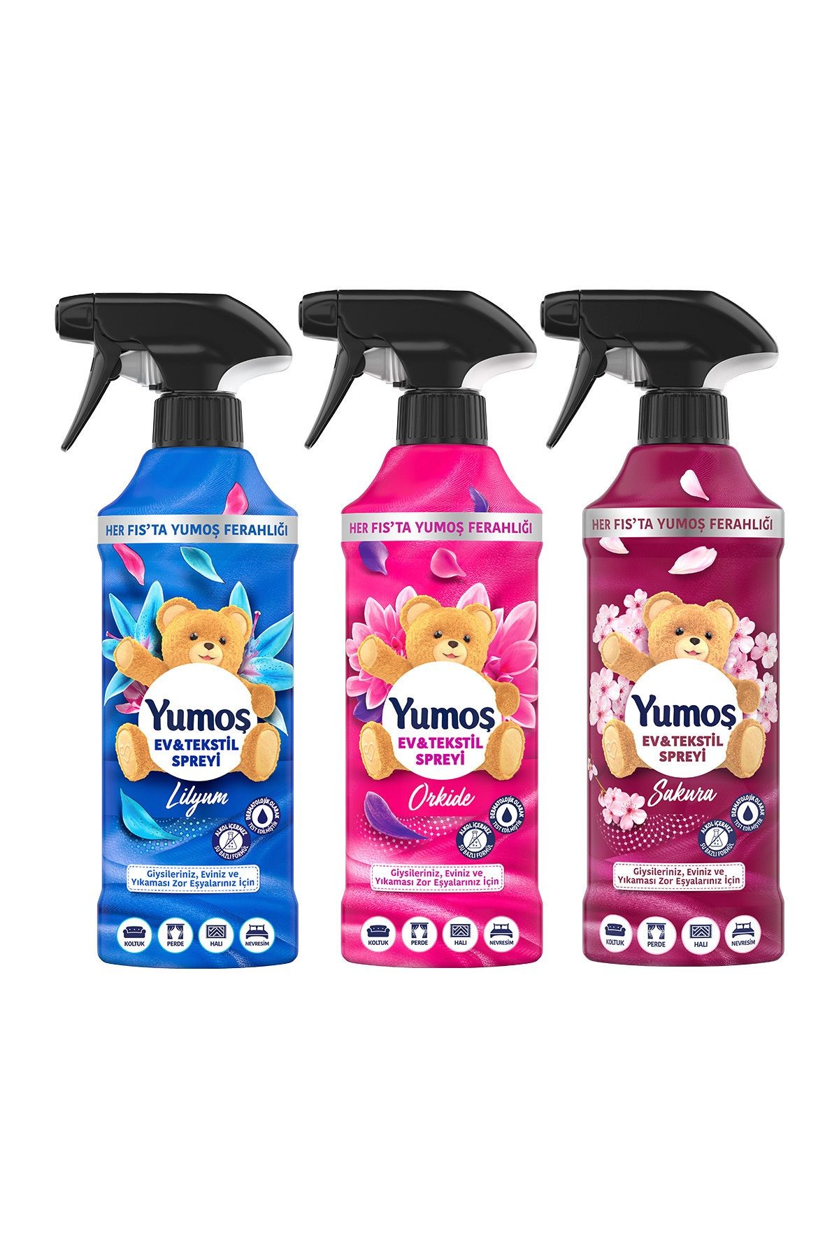 Ev Vetekstil Spreyi Orkide 450 ml X1 Lilyum 450 ml X1 Sakura 450 ml X1