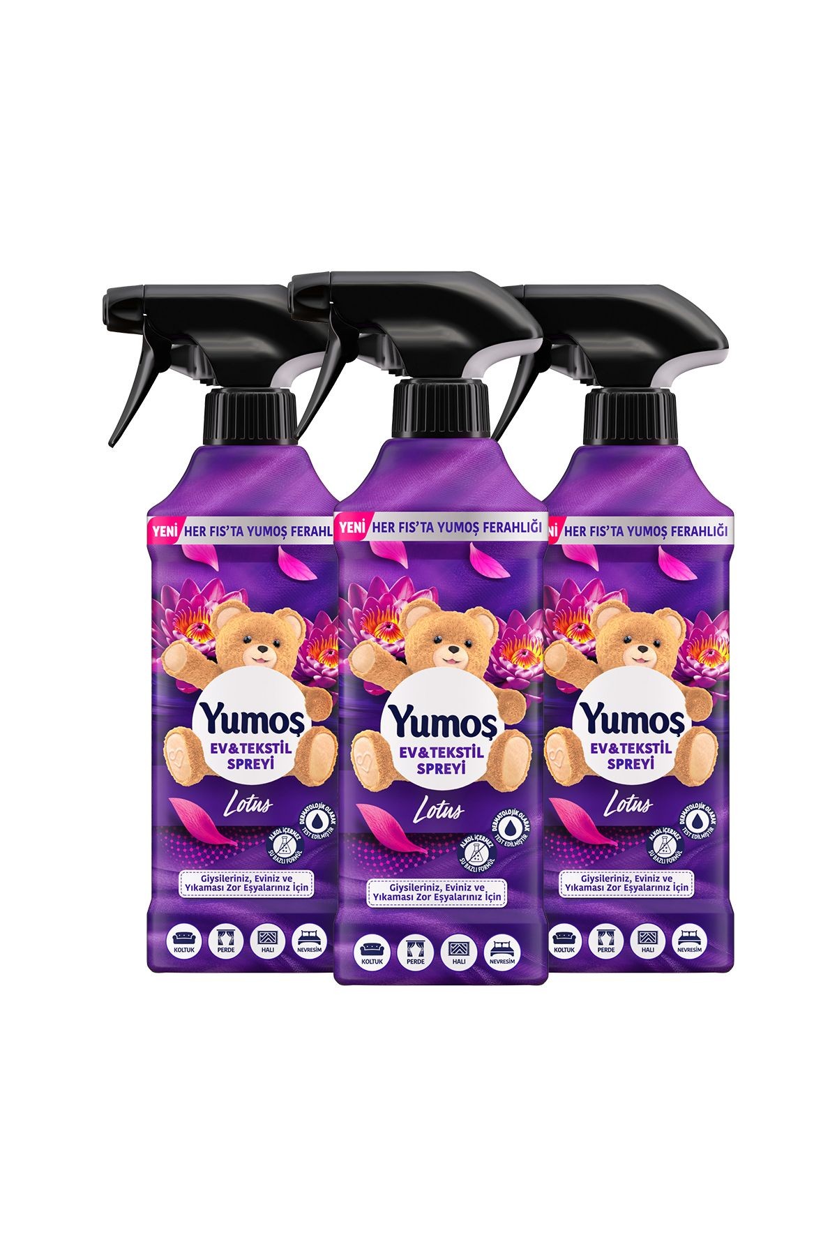 Yumoş Ev veTekstil Spreyi Lotus Yıkanması Zor Eşyalar İçin 450 ml x3