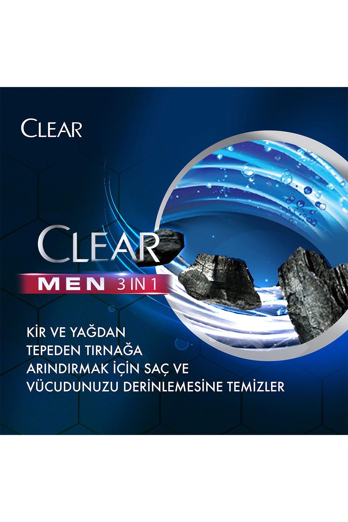 Men 3 In 1 Şampuan & Duş Jeli Arındırıcı Kömür Saç Yüz Vücut Için 350 ml X3