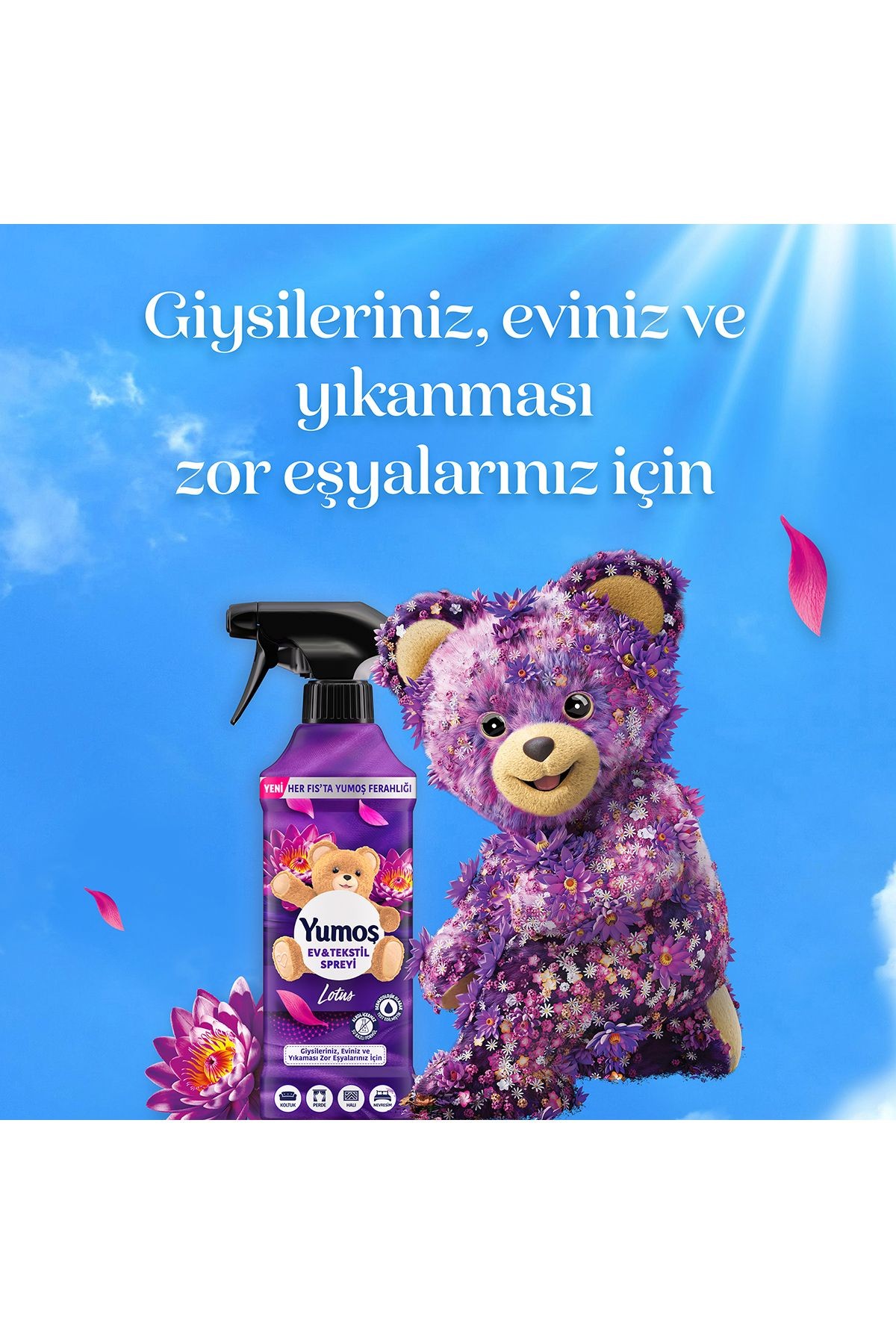 Yumoş Ev veTekstil Spreyi Lotus Yıkanması Zor Eşyalar İçin 450 ml x3