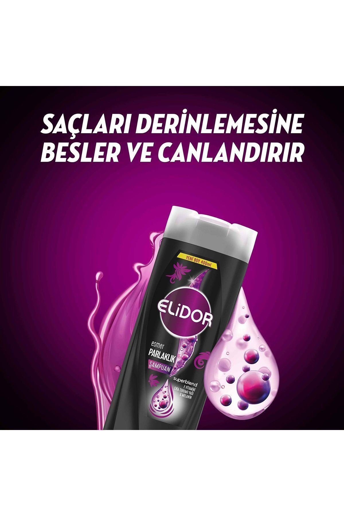 Superblend Saç Bakım Şampuanı Esmer Parlaklık E Vitamini Chia Tohumu Yağı Melanin 400 ml X3