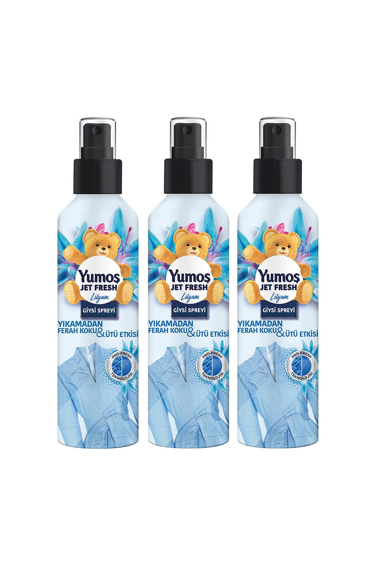 Jet Fresh Giysi Spreyi Yıkamadan Ferah Koku Ve Ütü Etkisi Lilyum 200 ml X3