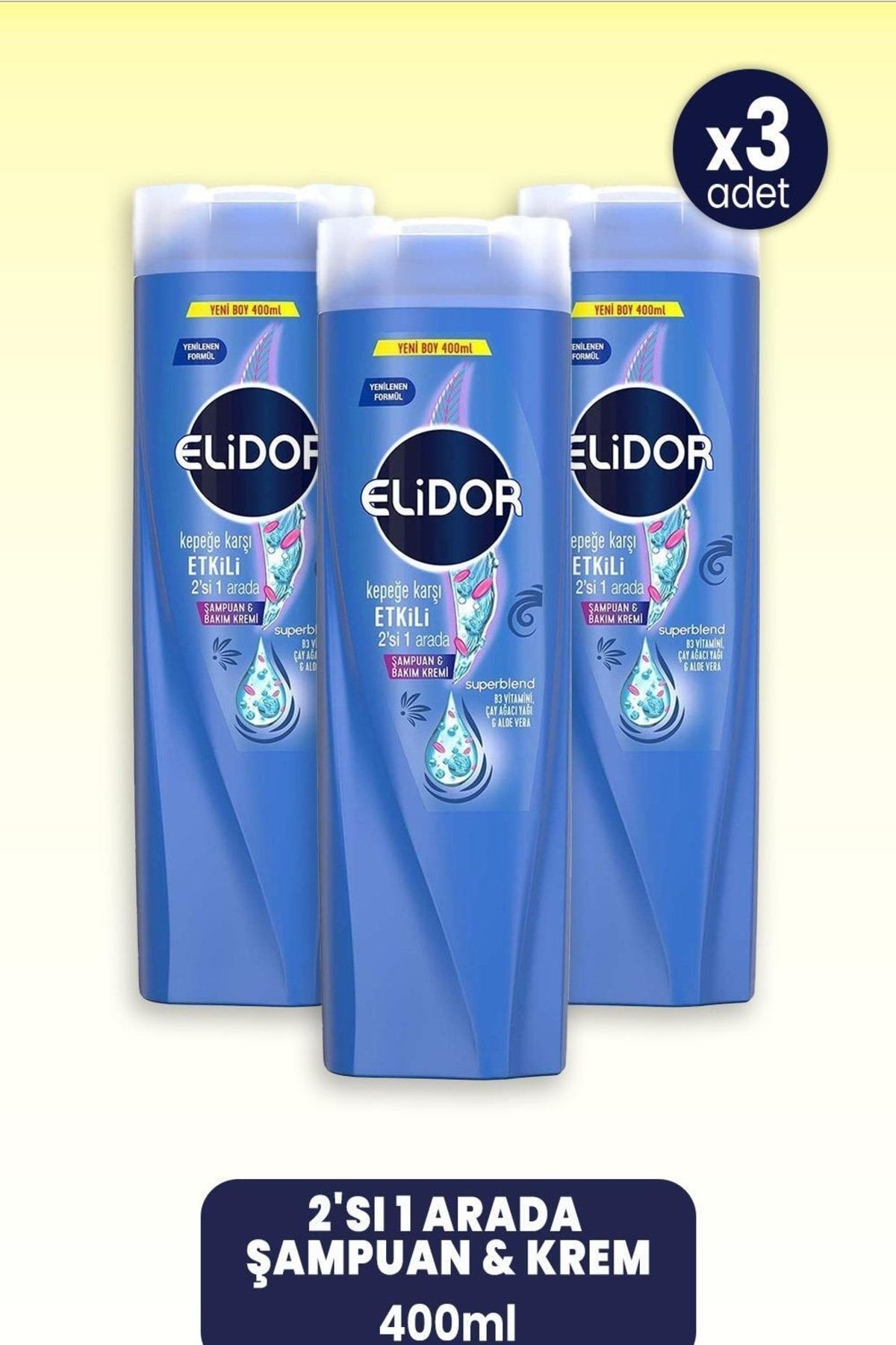 Superblend 2'si 1 Arada Şampuan & Krem Kepeğe Karşı Etkili 400 Ml X 3 Adet