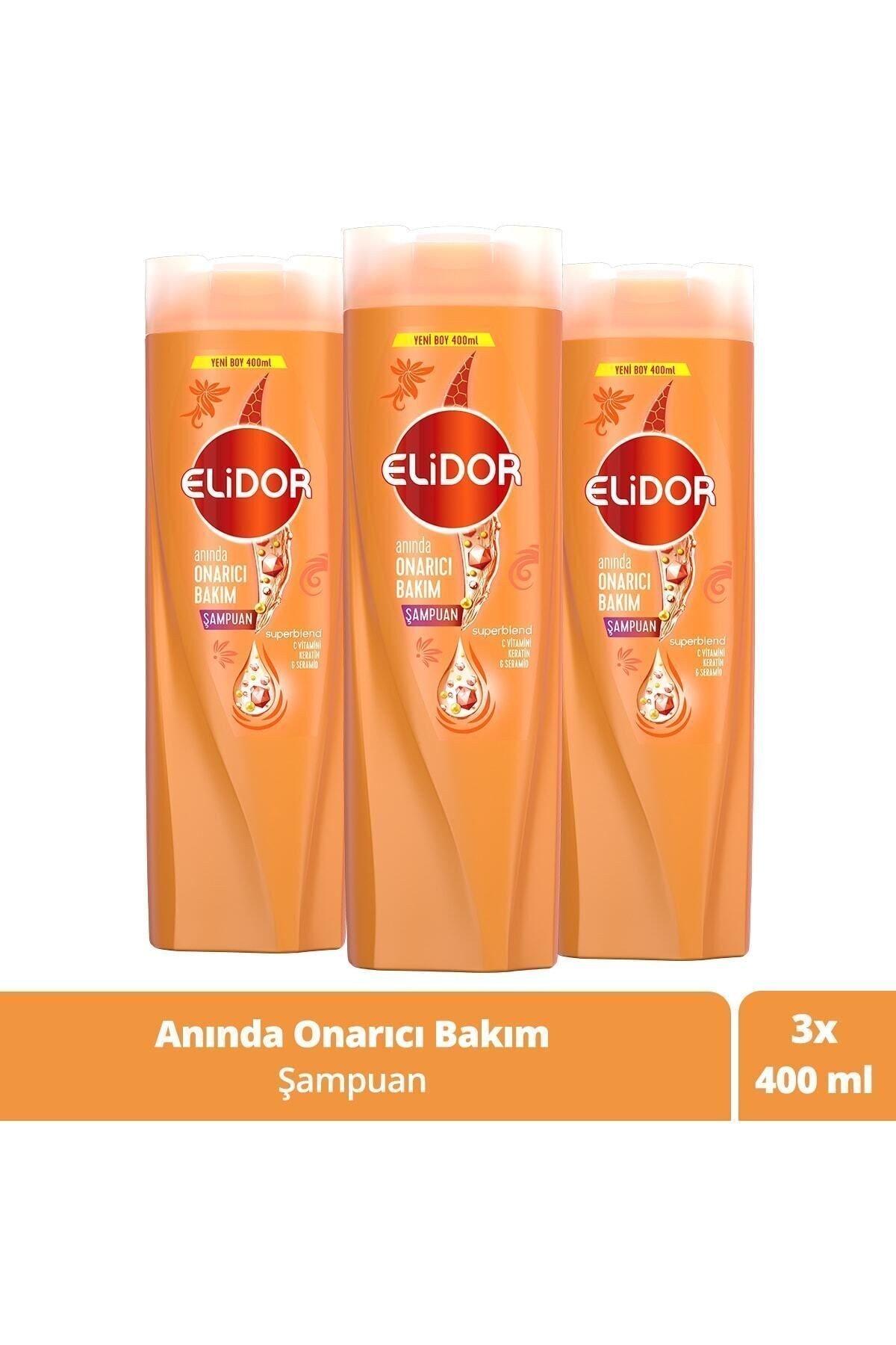 Superblend Saç Bakım Şampuanı Anında Onarıcı Bakım C Vitamini Keratin Seramid 400 ml x3 Adet