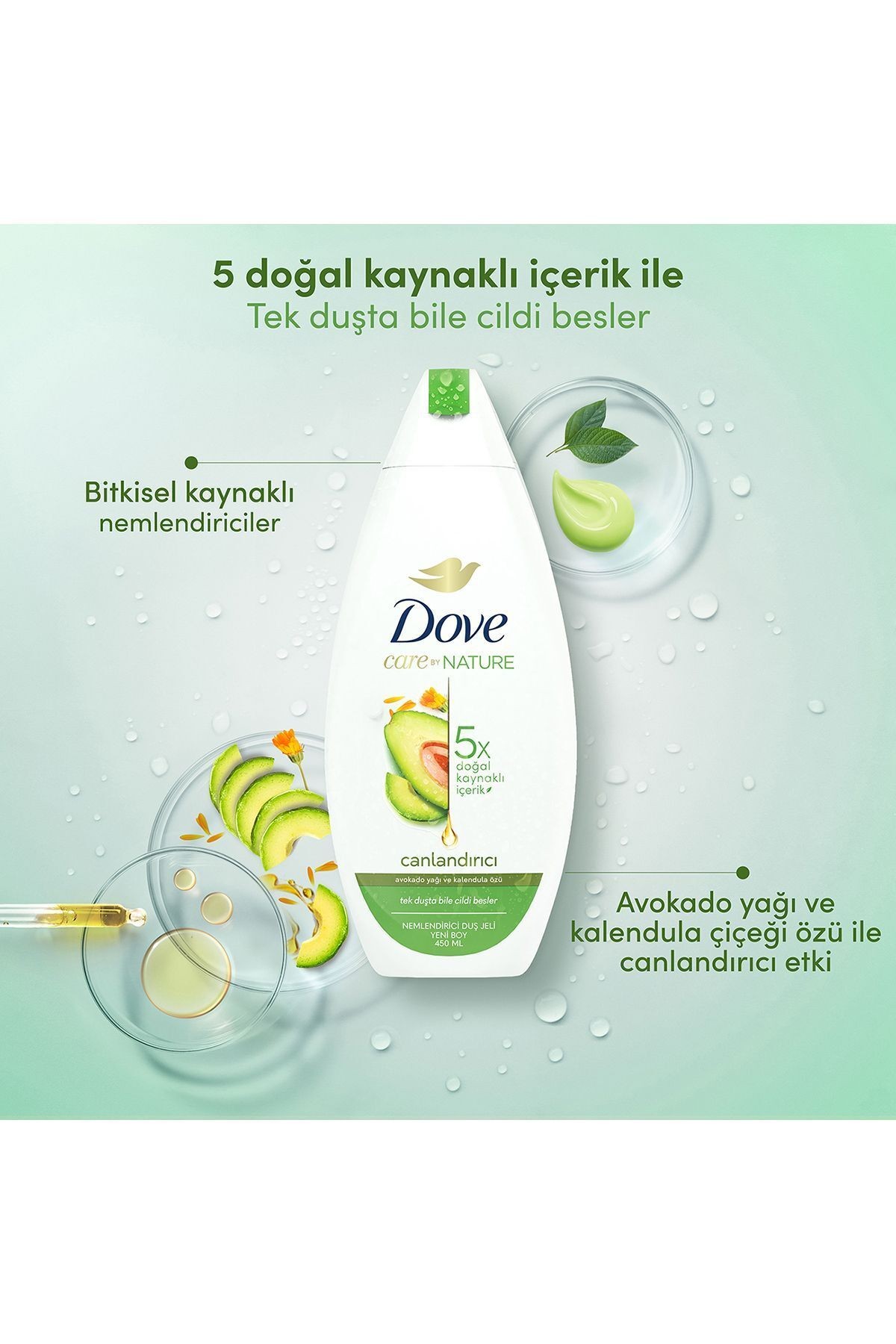 Care By Nature Nemlendirici Duş Jeli Avokado Yağı Ve Kalendula Özü Canlandırıcı 450 ml X2