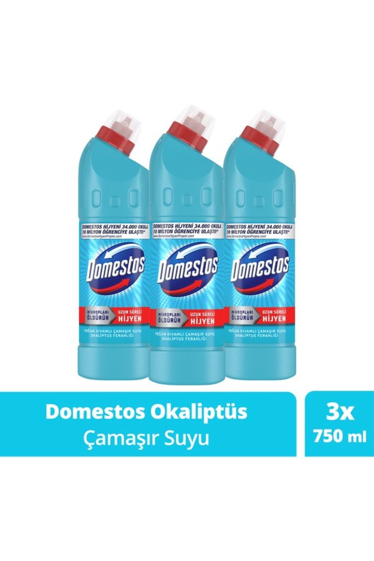 Yoğun Kıvamlı Çamaşır Suyu Okaliptüs Ferahlığı 750 ml X3