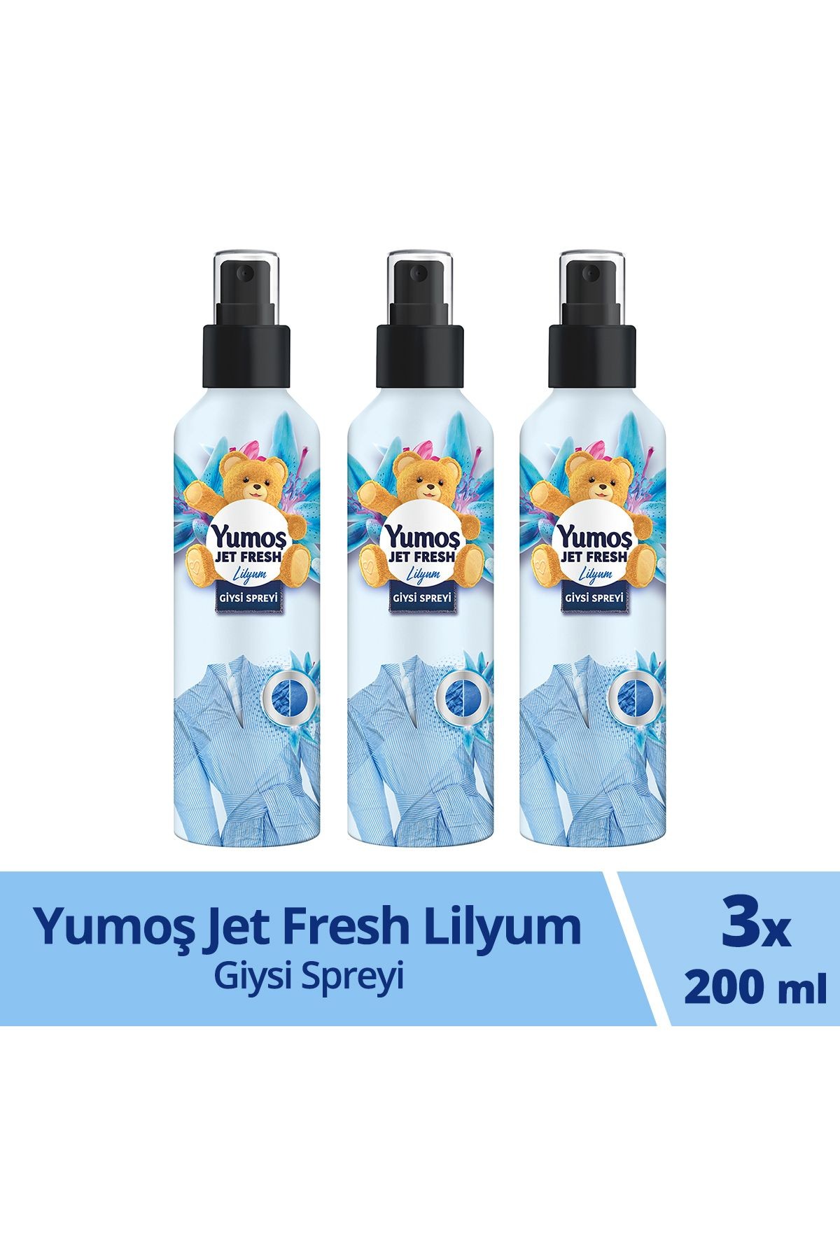 Jet Fresh Giysi Spreyi Yıkamadan Ferah Koku Ve Ütü Etkisi Lilyum 200 ml X3