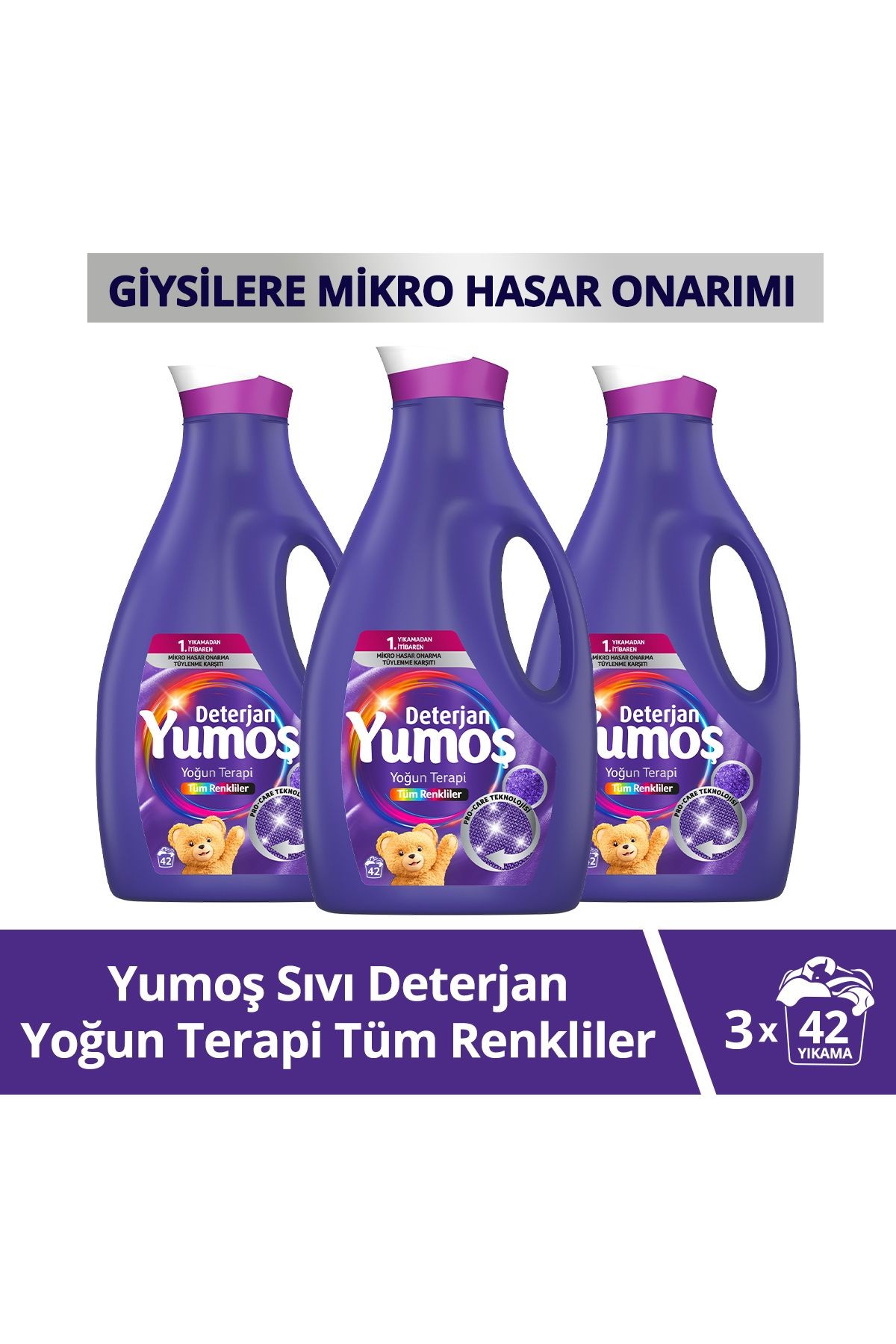 Yumoş Sıvı Deterjan Yoğun Terapi Tüm Renkliler İçin 2520 ml x3