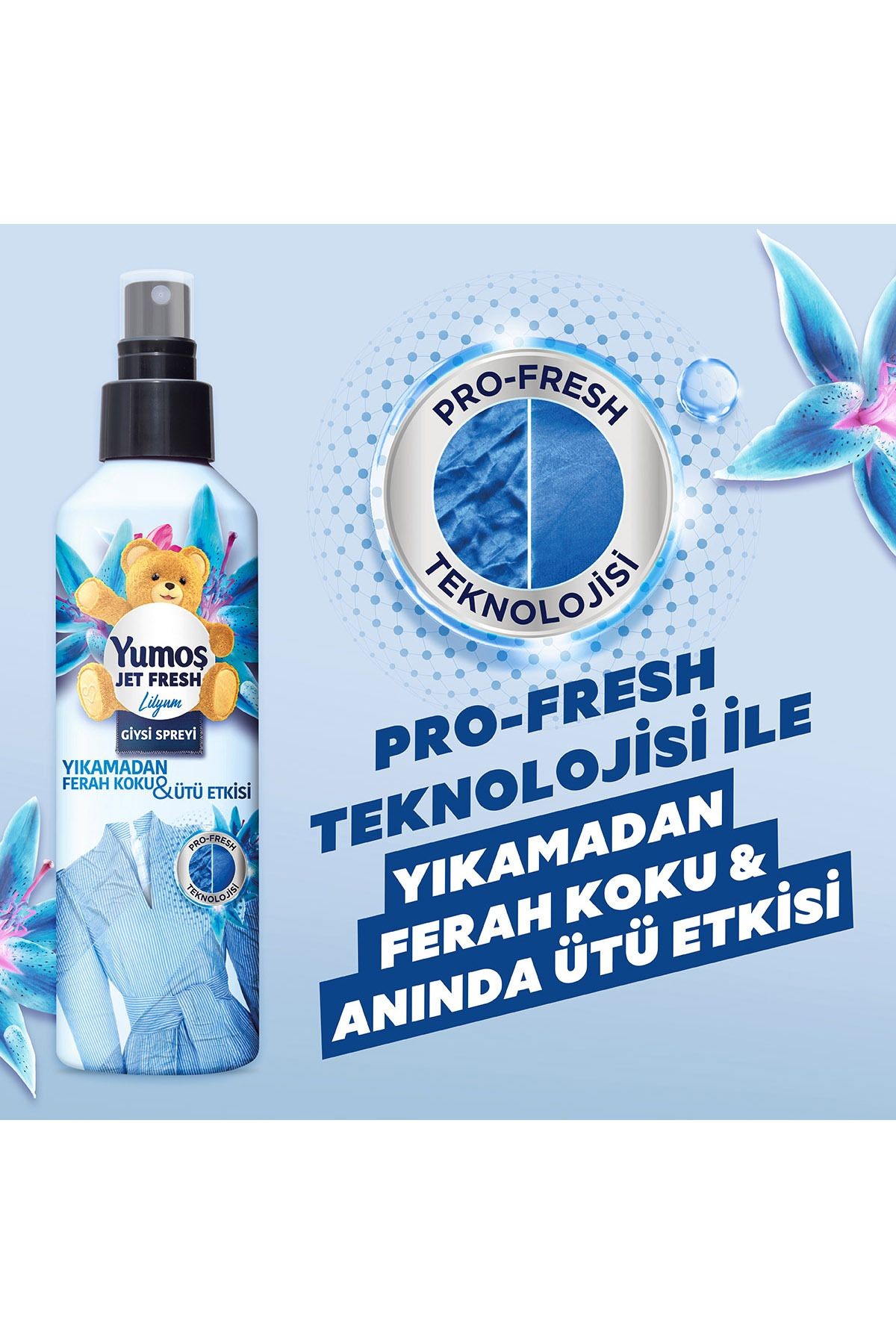 Jet Fresh Giysi Spreyi Yıkamadan Ferah Koku Ve Ütü Etkisi Lilyum 200 ml X3