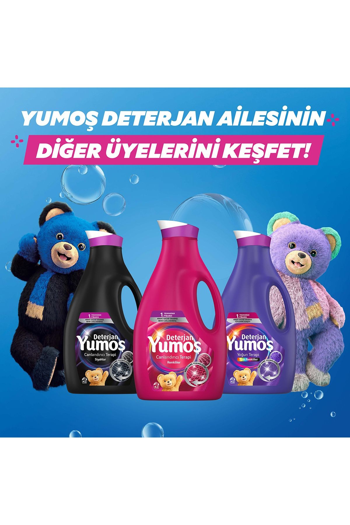 Yumoş Sıvı Deterjan Yoğun Terapi Tüm Renkliler İçin 2520 ml x3