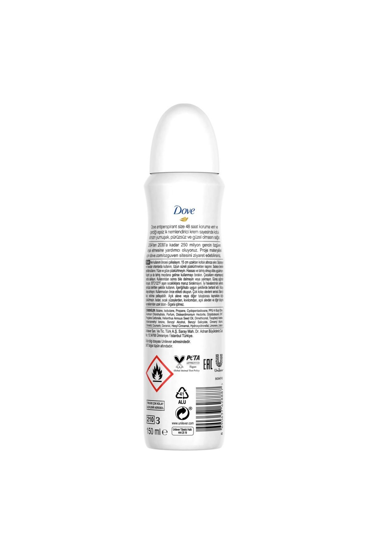Kadın Sprey Deodorant Invisible Dry 1/4 Nemlendirici Krem Etkili 150 ml X3 Adet