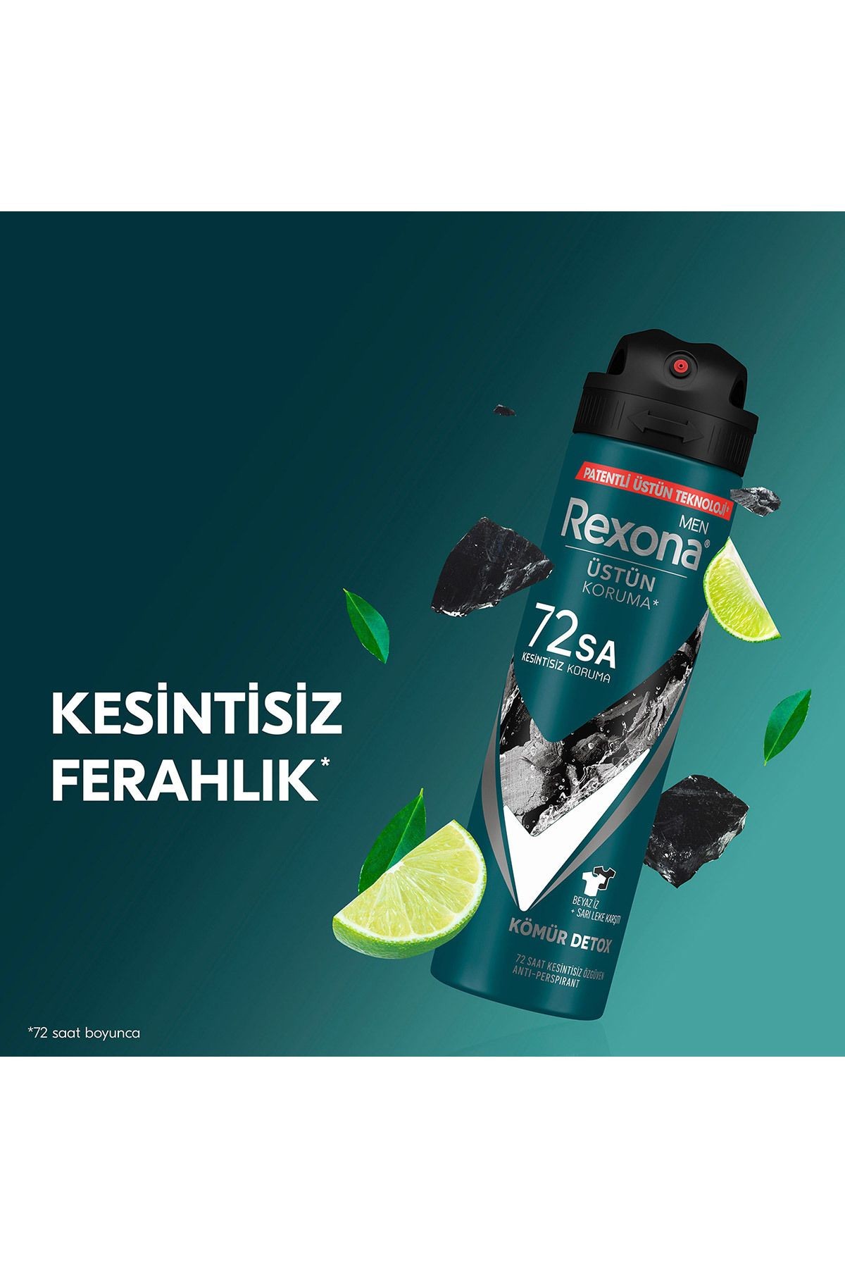 Men Erkek Sprey Deodorant Kömür Detox 72 Saat Kesintisiz Üstün Koruma 150 ml X3