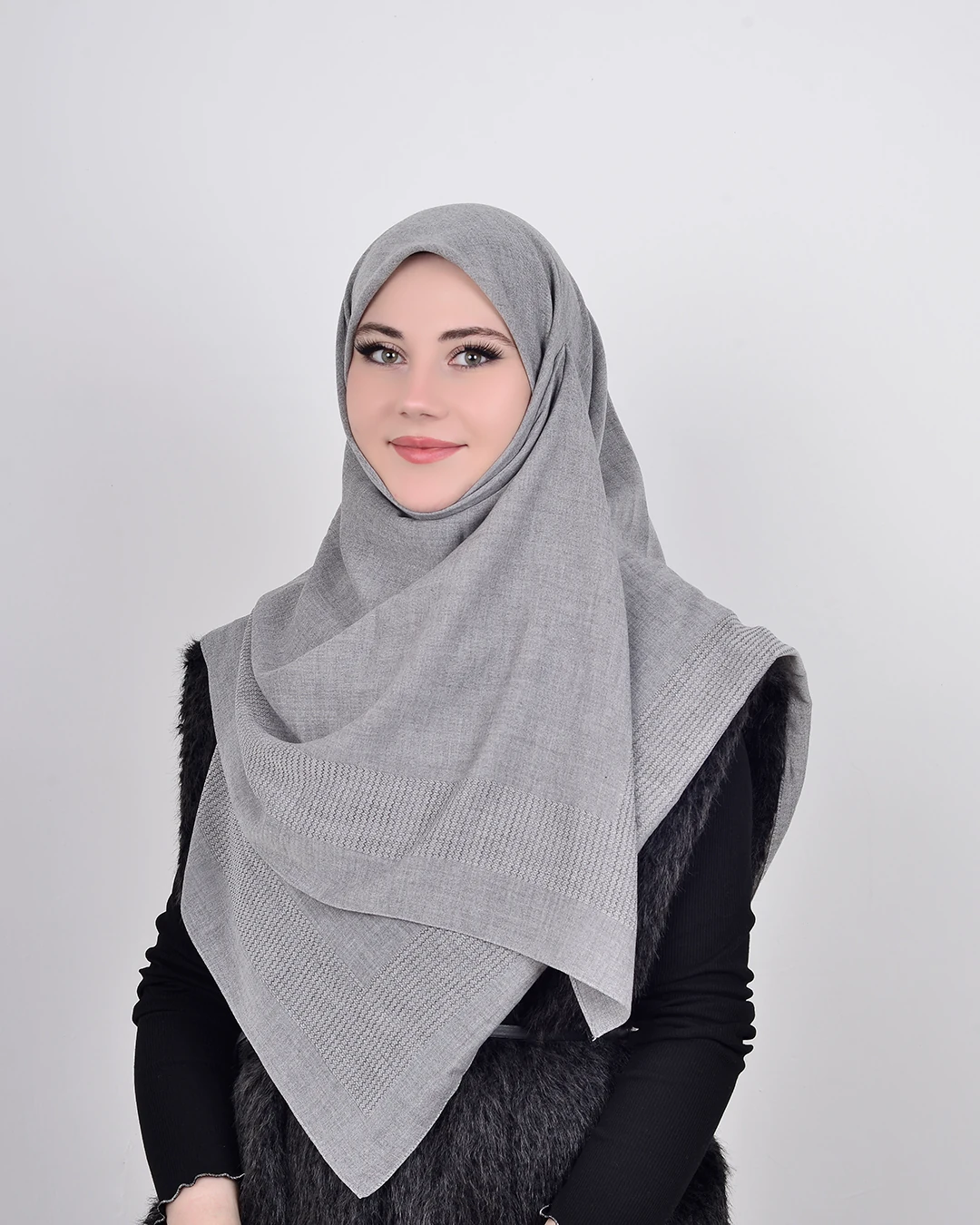 120x120 Büyük Boy Eşarp – Düz Renk Pamuklu - Duru Gri