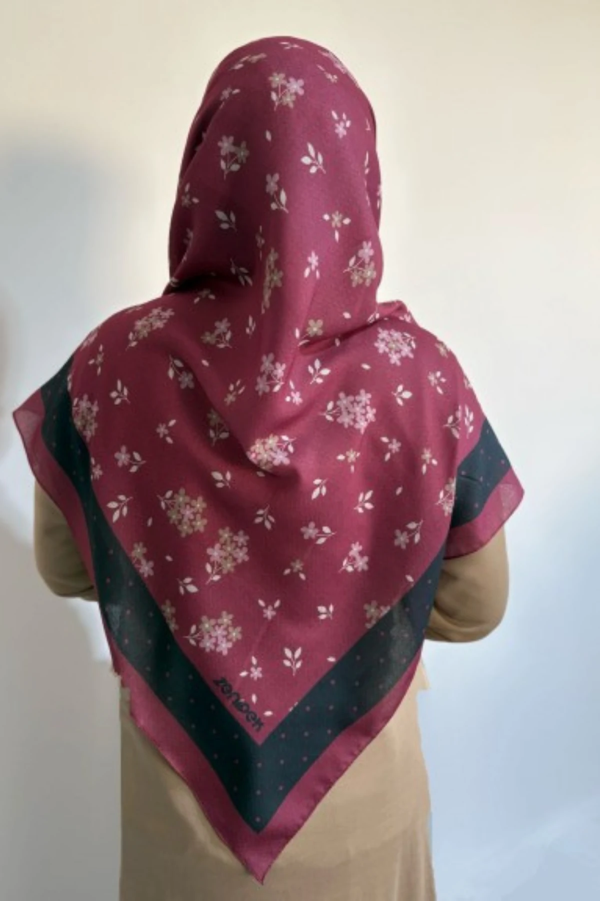 120x120 Büyük Boy Eşarp Desenli Pamuklu - Leylak Esintisi Gül Kurusu