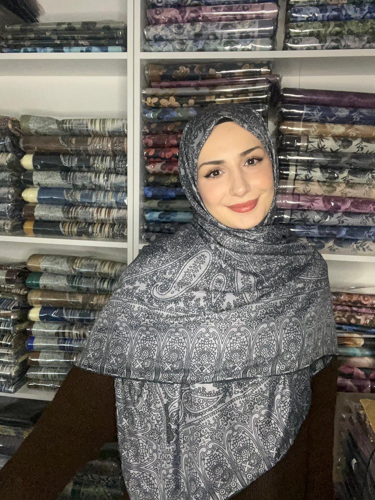 Çini Desen Koyu Gri