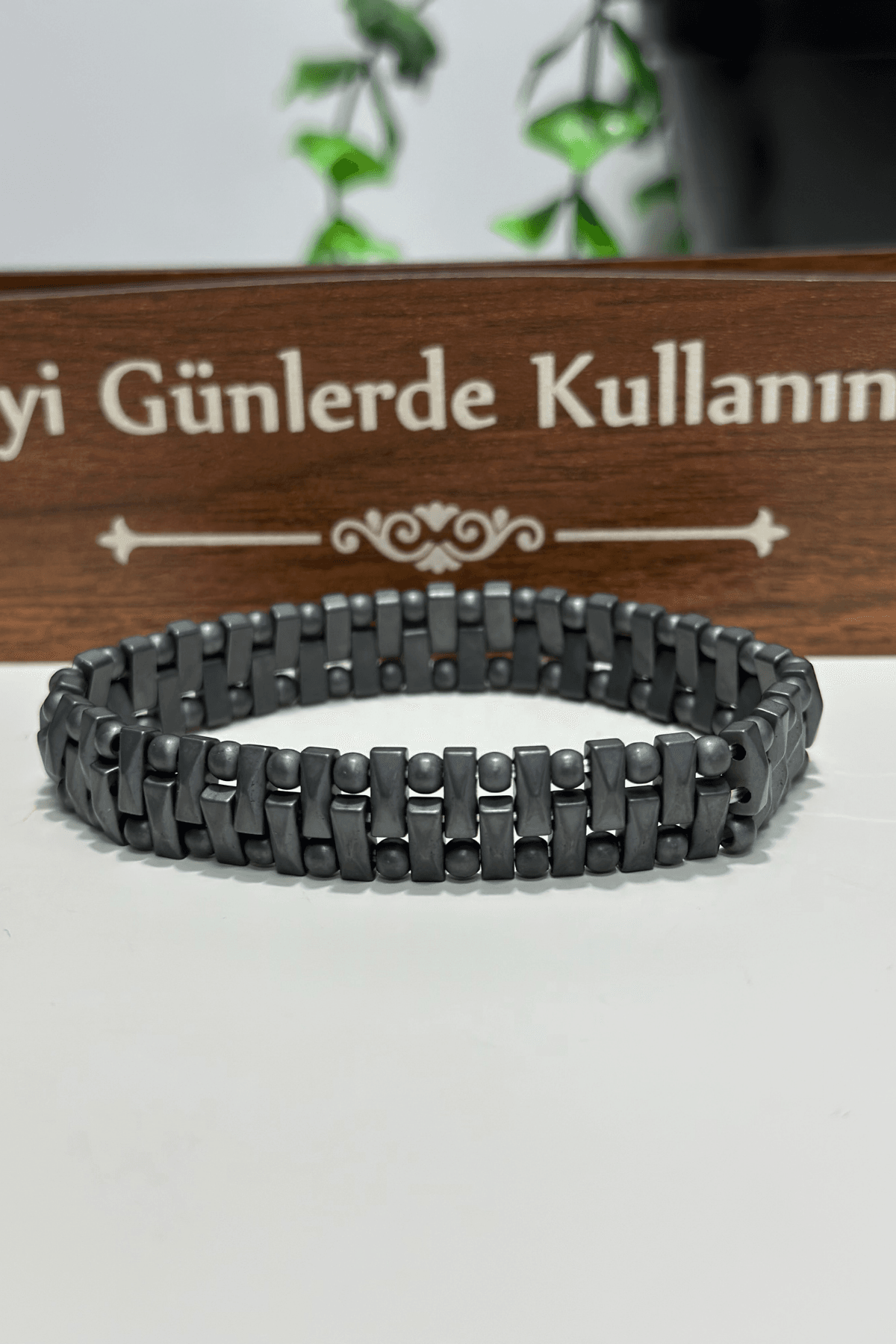 Hematit Doğal Taş Bileklik Özel İşçilikli Tasarım – TitanMesh Mat Model | Örgü Desenli