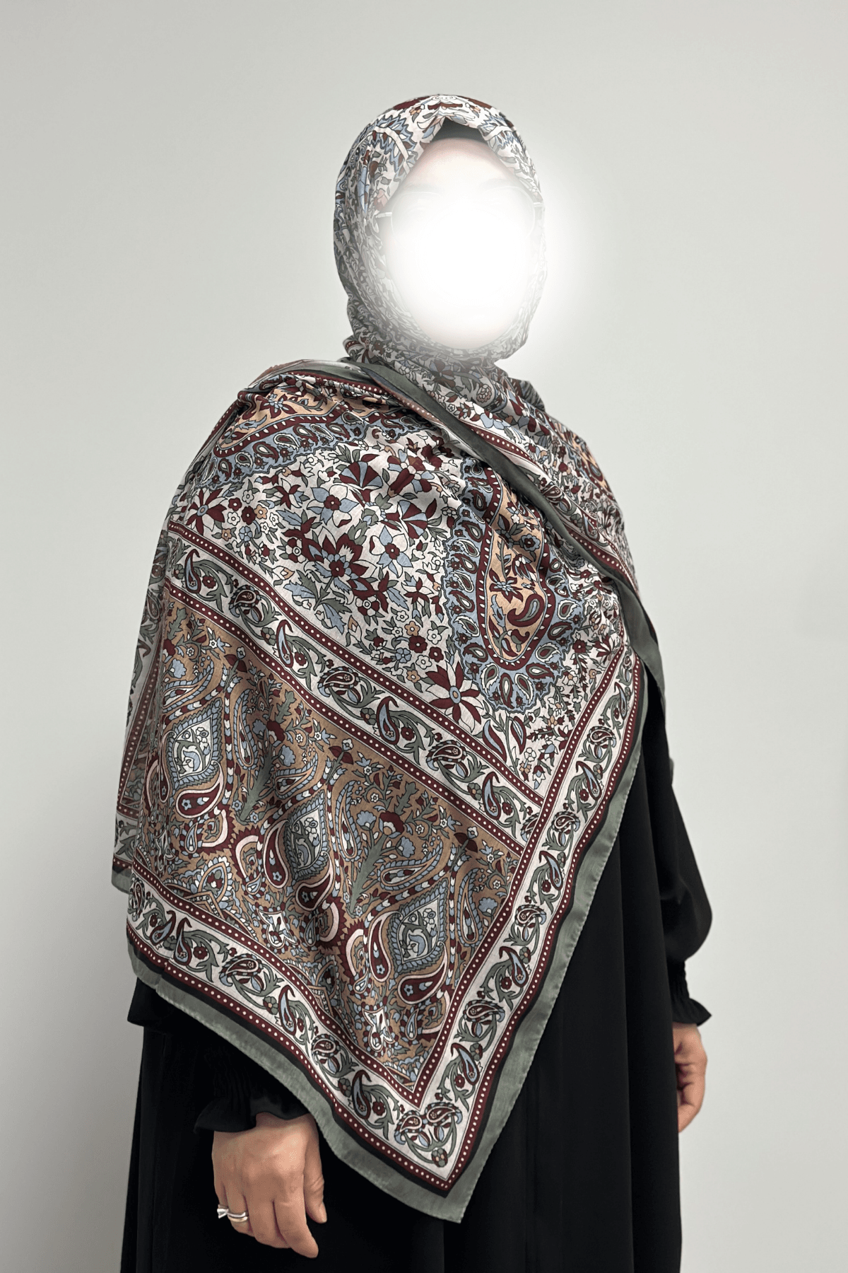 75x210 Etnik Desenli Pamuklu Şal - Harmoni Mint Vişne