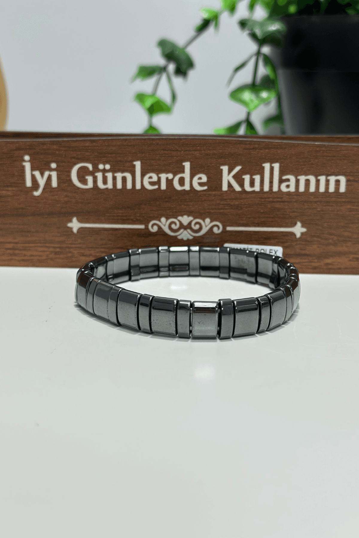 Hematit Doğal Taş Bileklik – FlexBand Parlak Model | Günlük Kullanıma Uygun