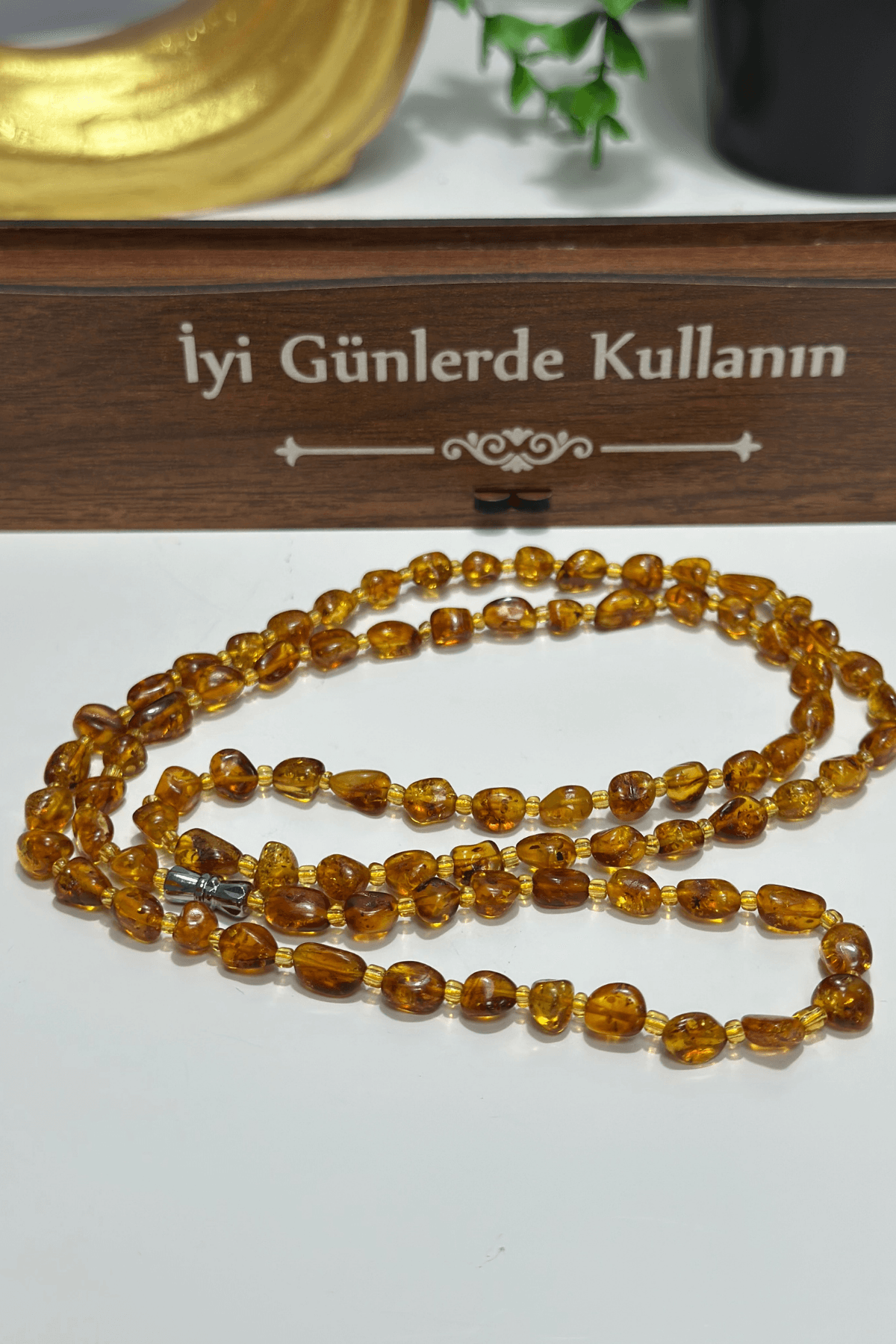 Doğal Bal Rengi Kehribar Kolye Yetişkin