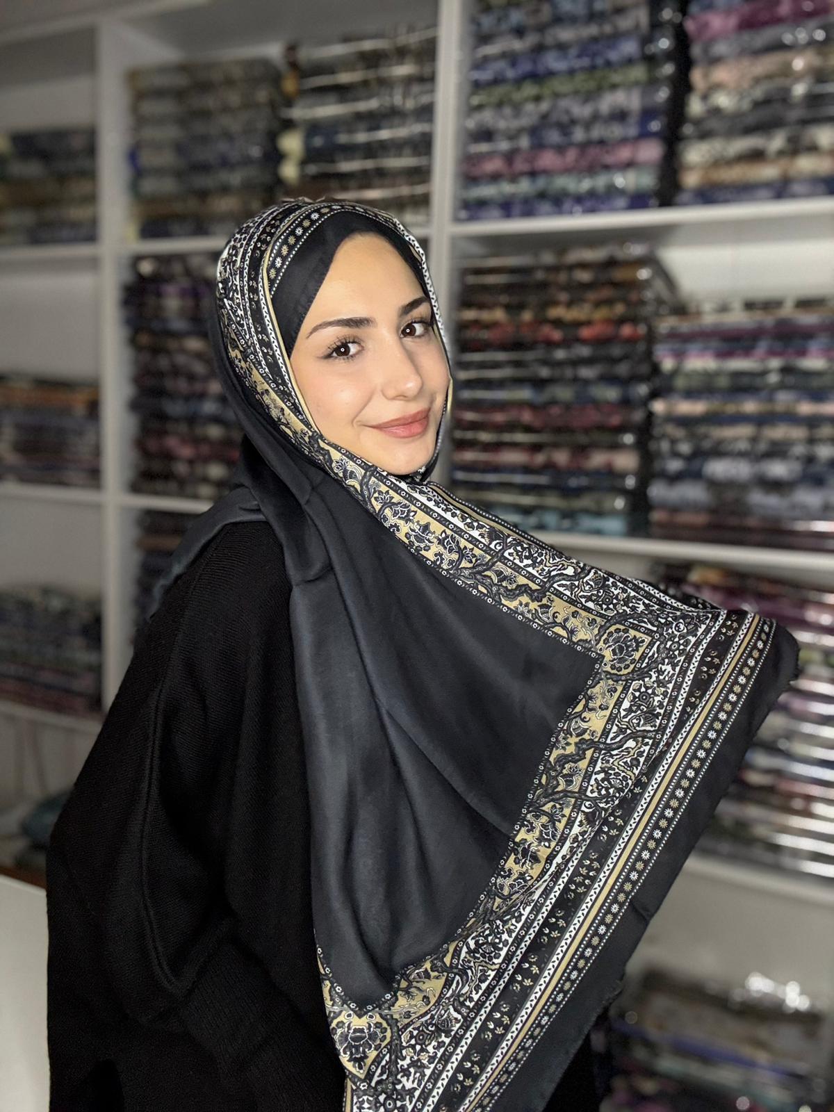 Bohem Pamuk Şal - Bohem Siyah Gold