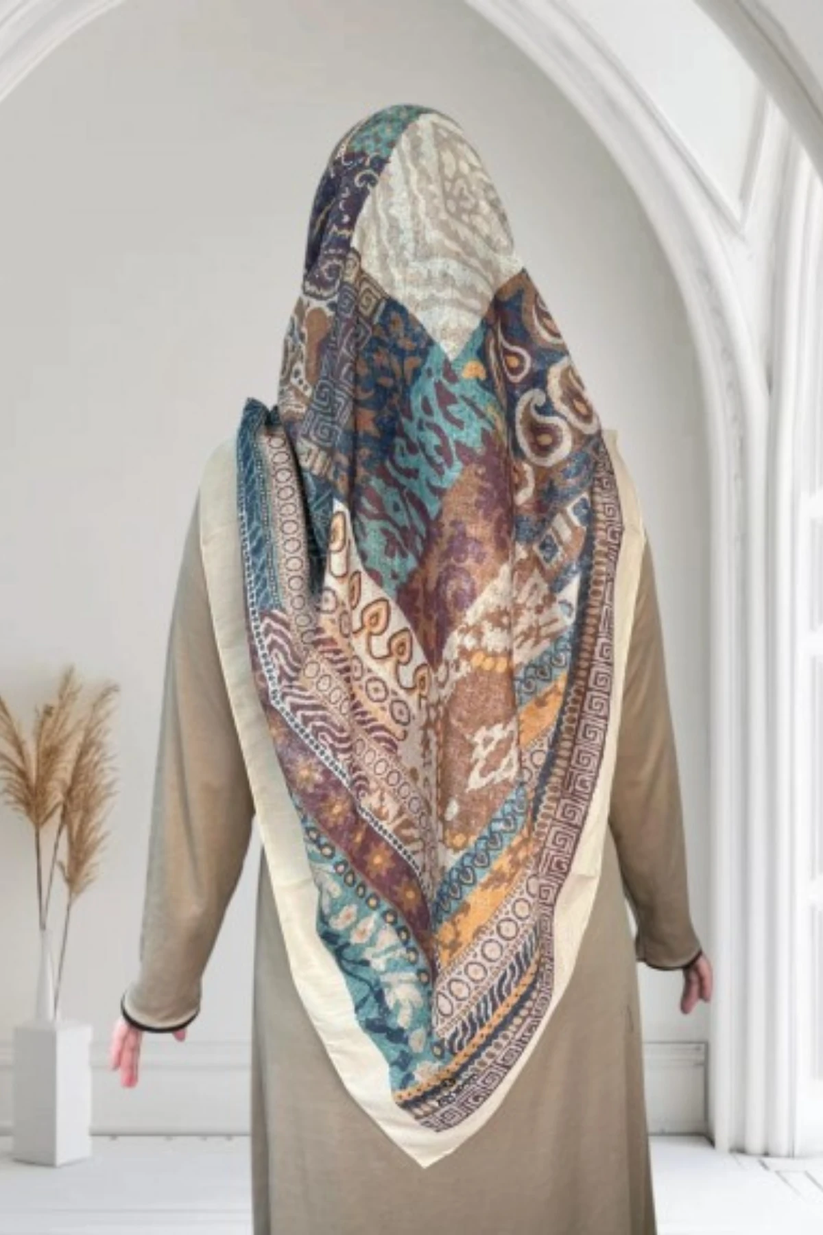 140x140 Büyük Boy Eşarp Desenli Pamuklu - Bohem Etnik