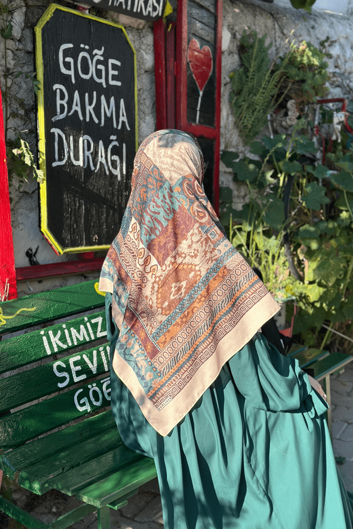 120x120 Büyük Boy Eşarp Desenli Pamuklu - Bohem Etnik