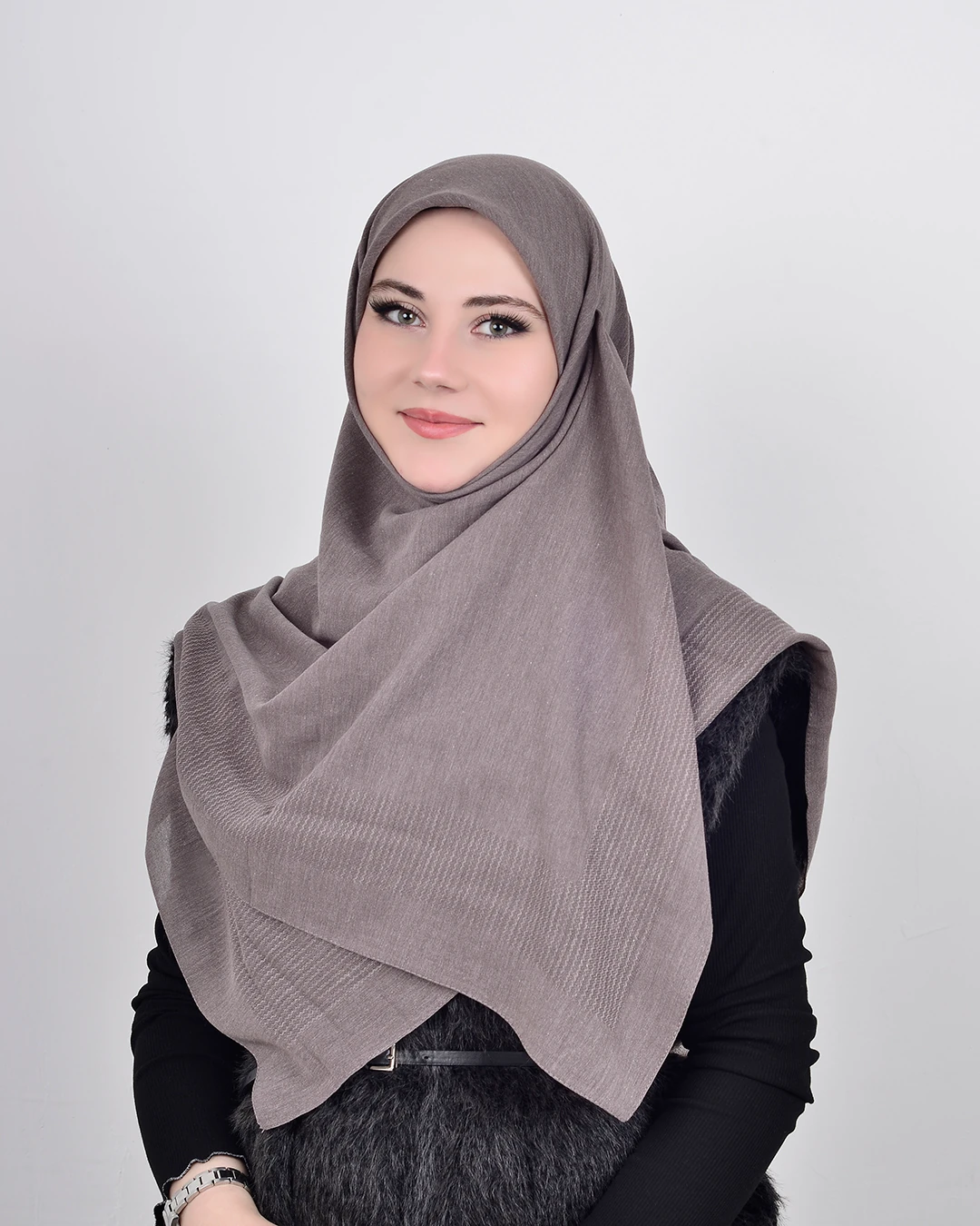 120x120 Büyük Boy Eşarp – Düz Renk Pamuklu - Duru Vizon