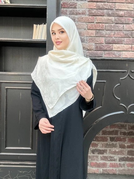 140x140 Büyük Boy Krep Eşarp - Krem